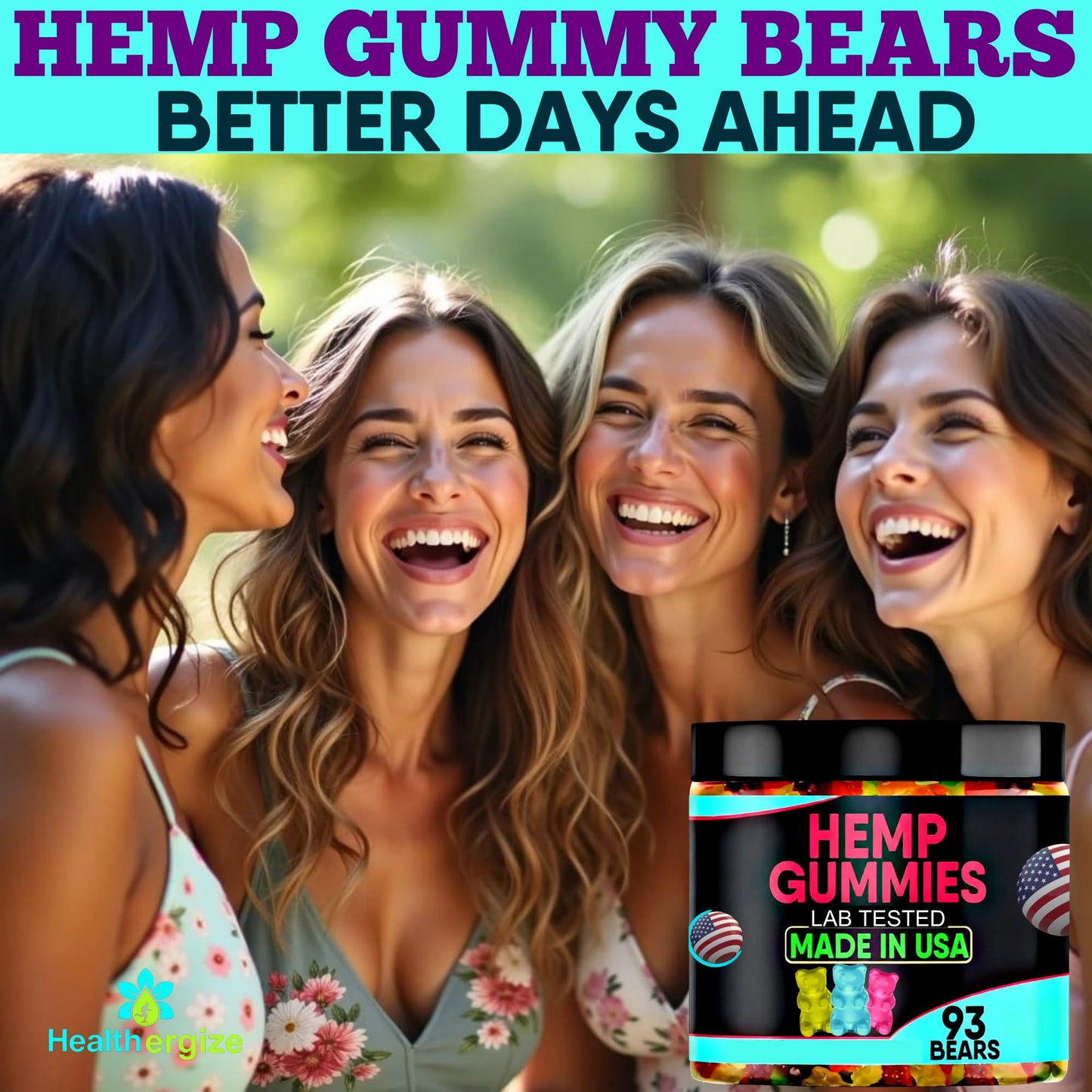 Healthergize Hemp Gummies Sleep Edibles for Relaxation-Calm and Peace Hempseed Oil Gummy Bears Candy, 93 Capsules