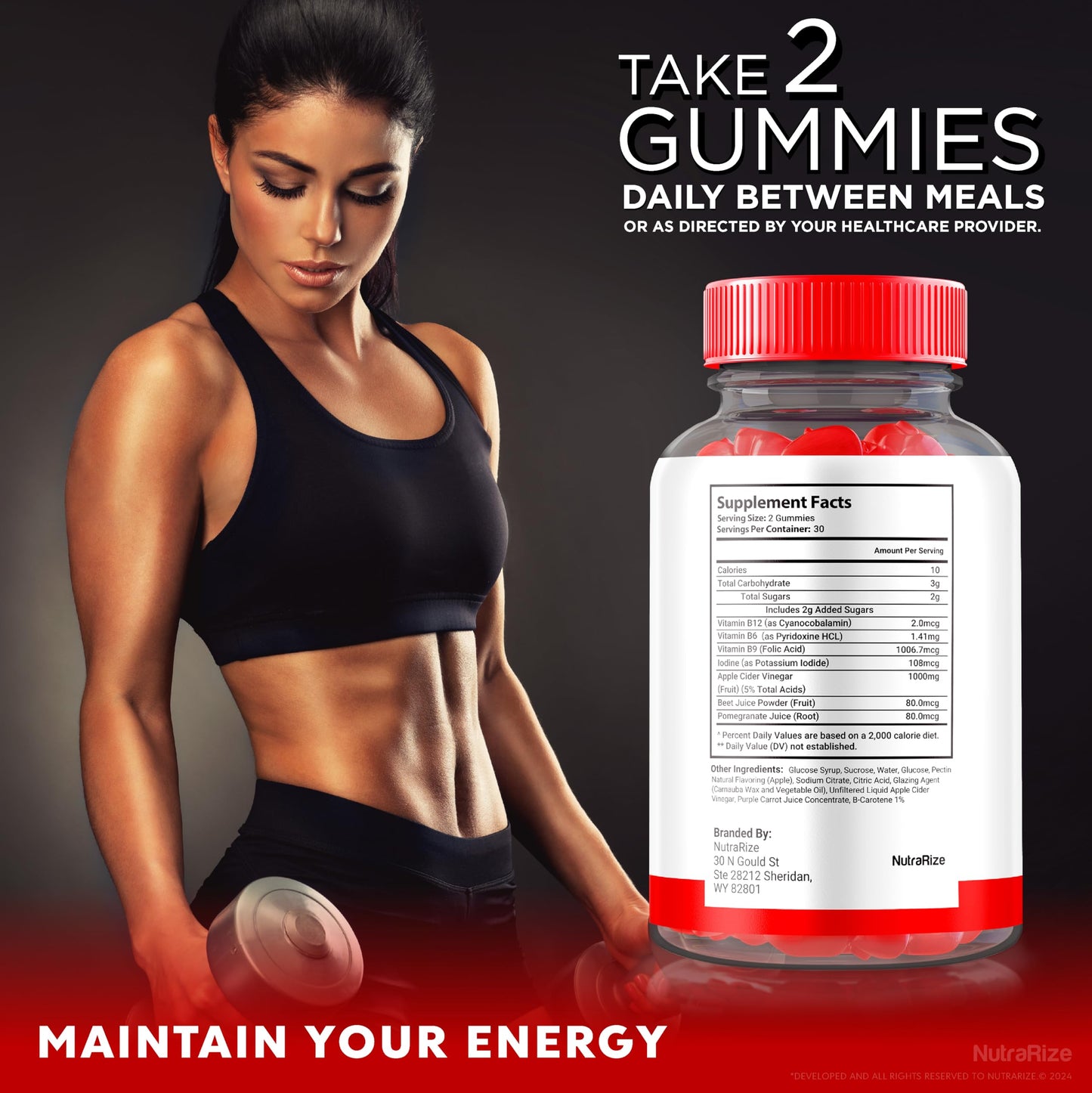 NutraRize Supra Keto ACV Gummies, 180 Gummies