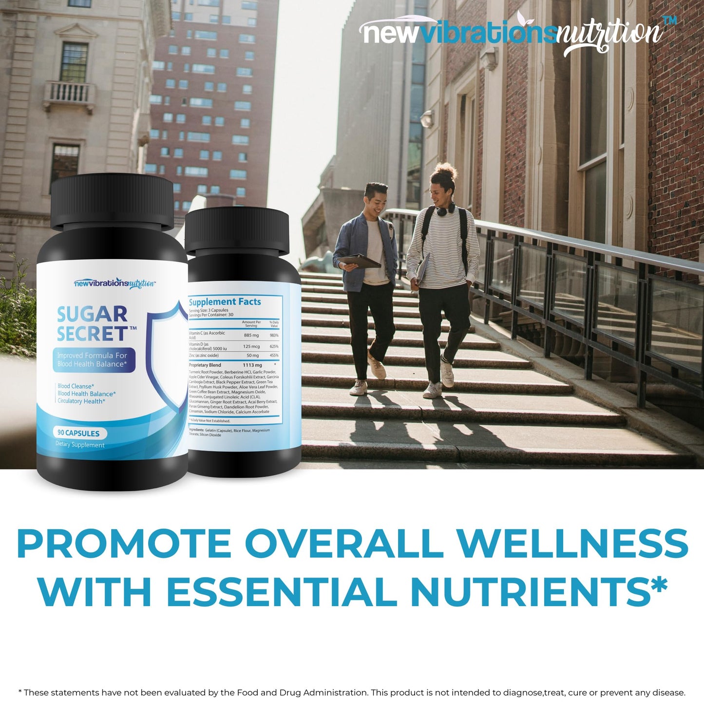 New Vibrations Nutrition Sugar Secret Blood Cleanse & Nerve Support 90 Capsules