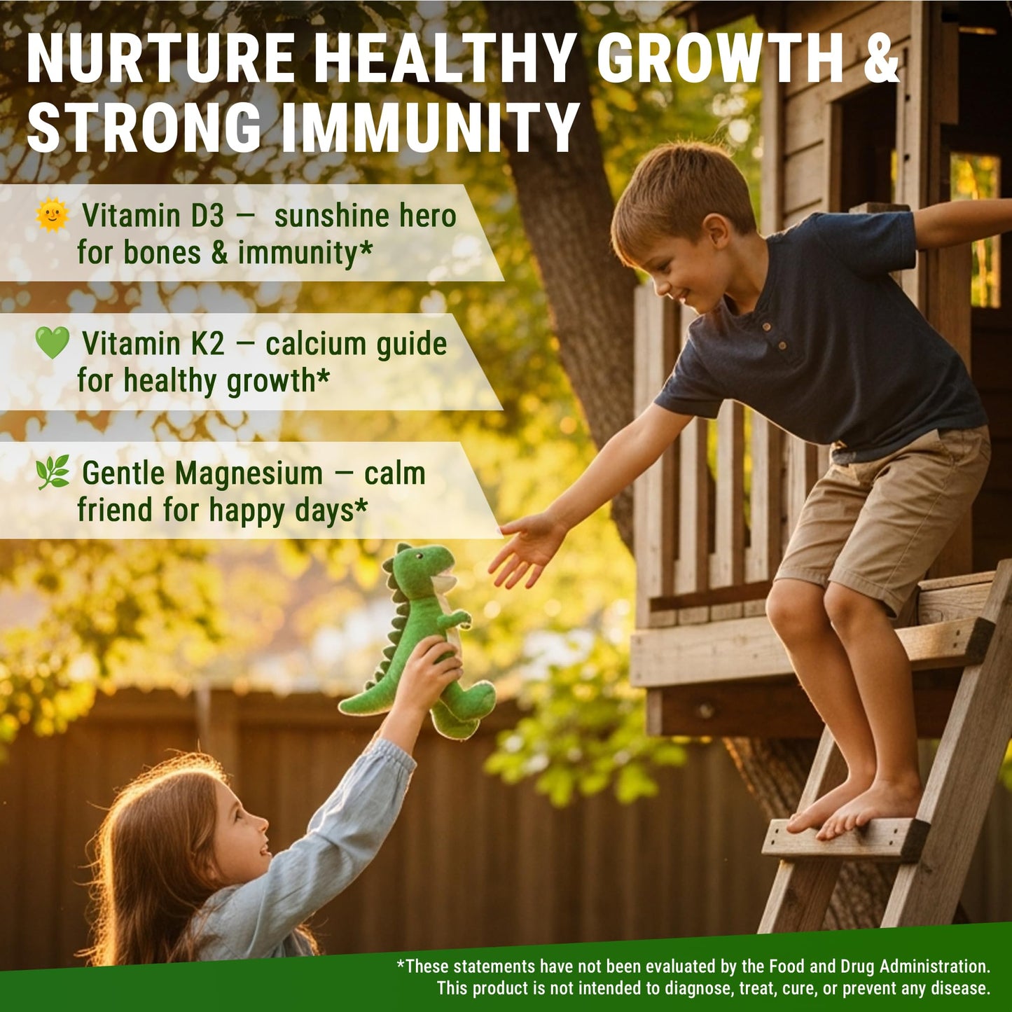 New Elements Vitamin D3 K2 Gummies with Magnesium Glycinate for Kids, 60 Gummies