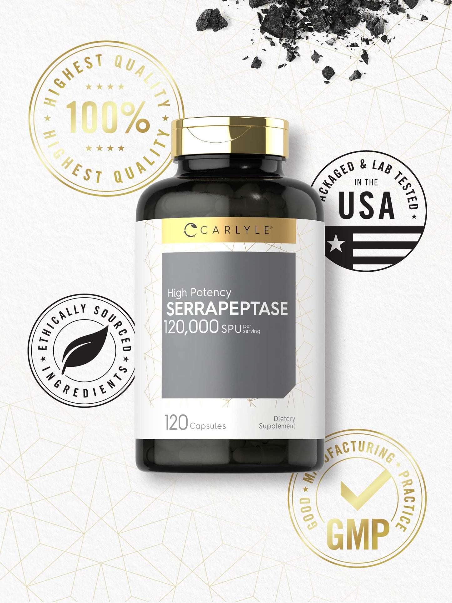 Carlyle Serrapeptase 120000 SPU Capsules, 120 Count