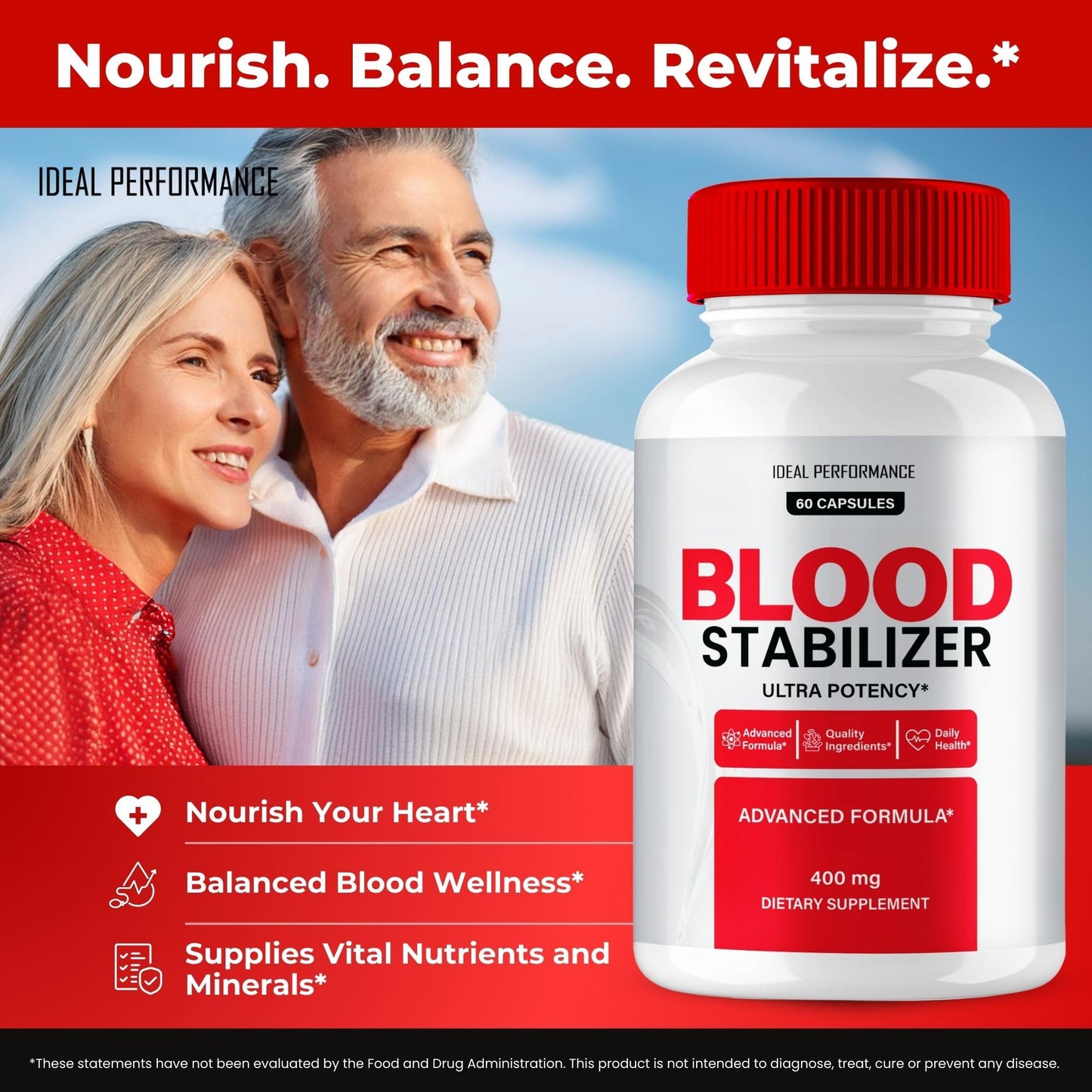 IDEAL PERFORMANCE Blood Stabilizer Advanced Blood Formula Capsules, 300 Capsules