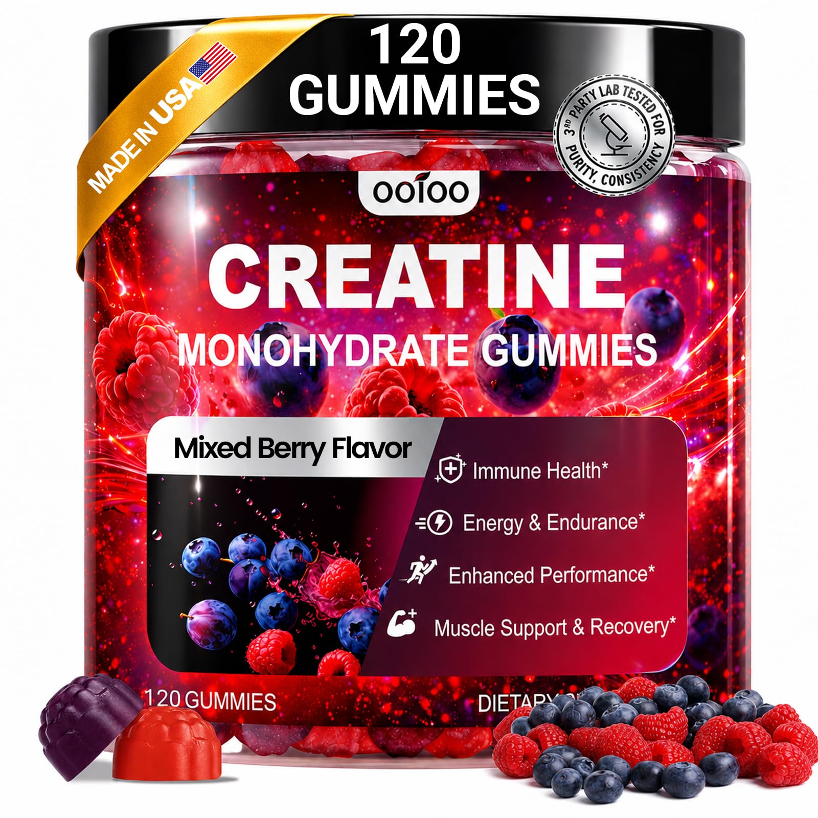 ooioo Creatine Monohydrate Gummies 120 Gummies