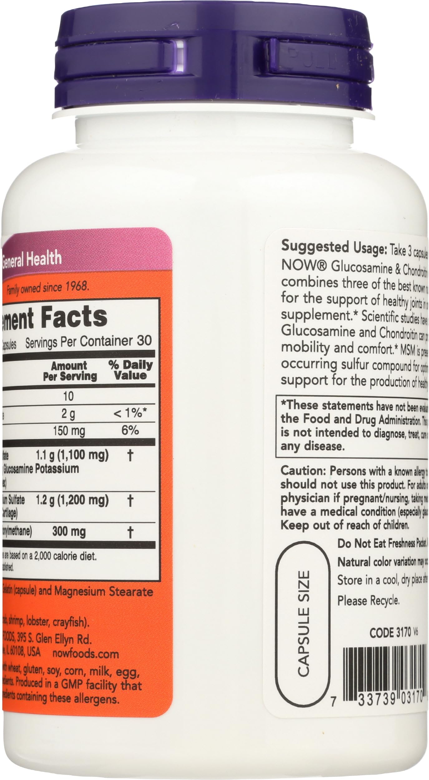 NOW Foods Glucosamine & Chondroitin with MSM 90 Capsules