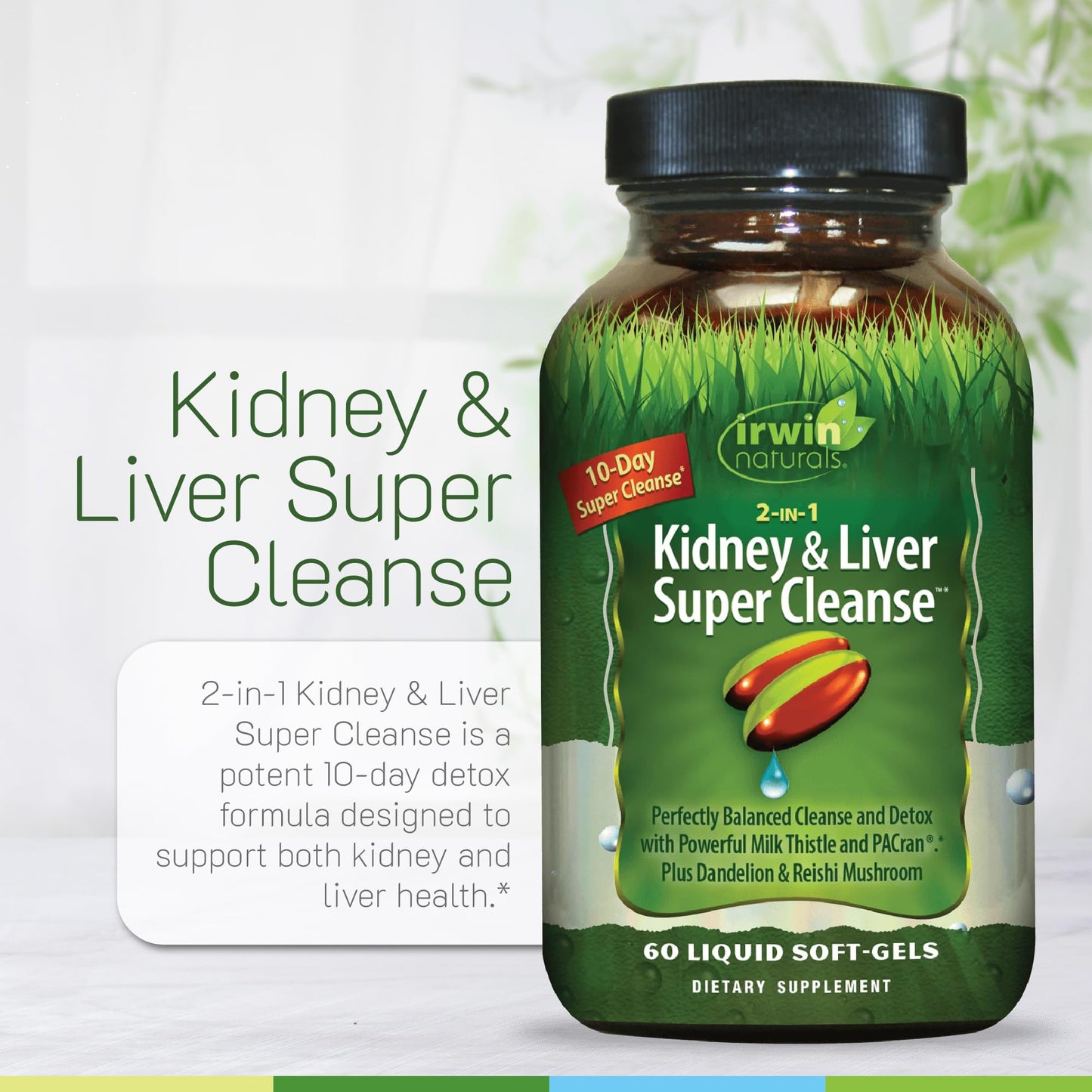 Irwin Naturals 2-in-1 Kidney & Liver Super Cleanse, 60 Liquid Soft-Gels