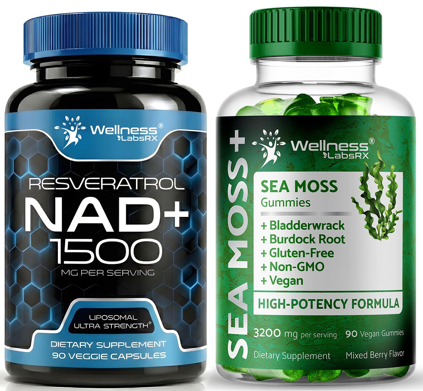 WELLNESS LABSRX NAD Capsules with Sea Moss Gummies, 180 Capsules