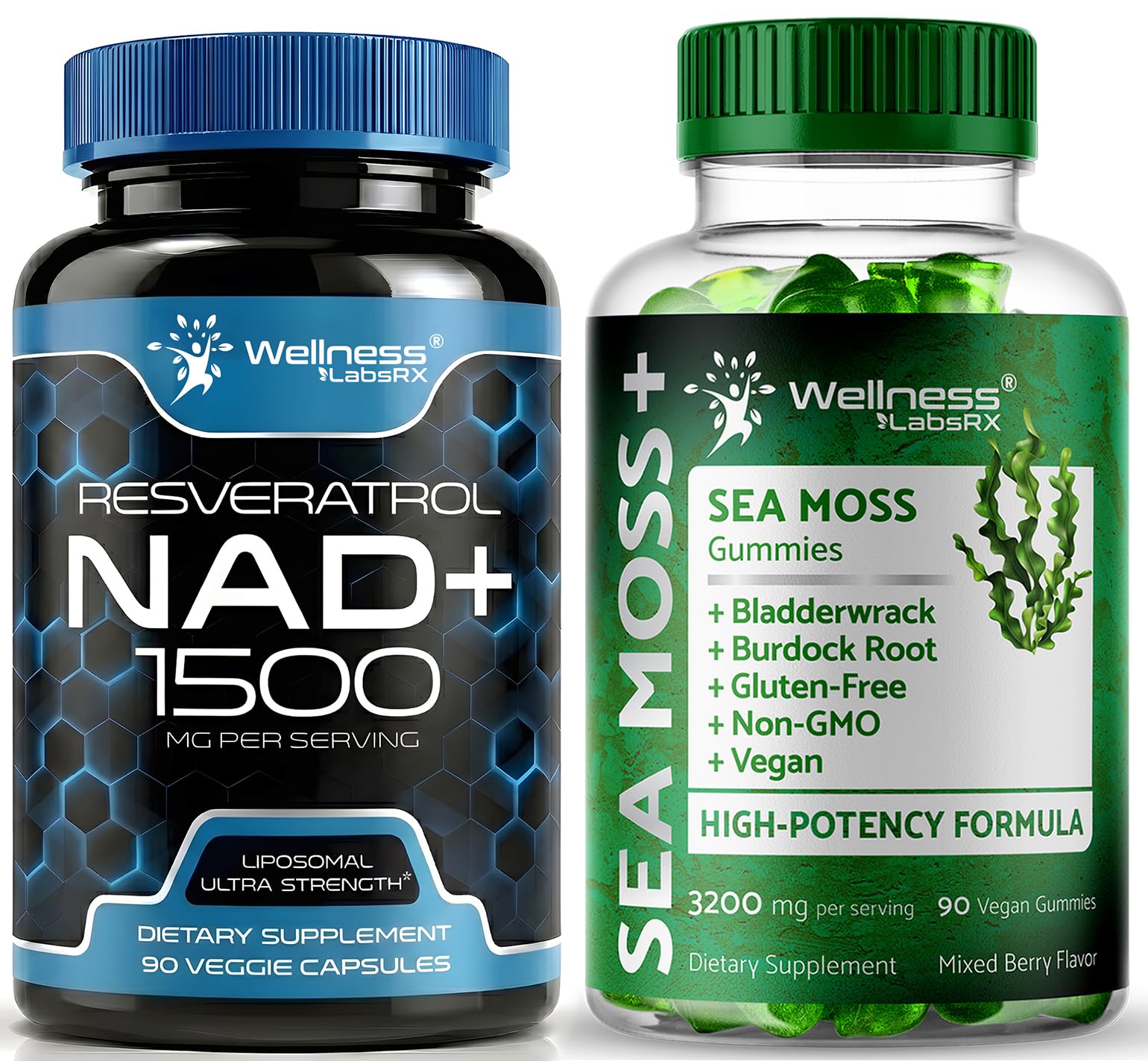 WELLNESS LABSRX NAD Capsules with Sea Moss Gummies, 180 Capsules
