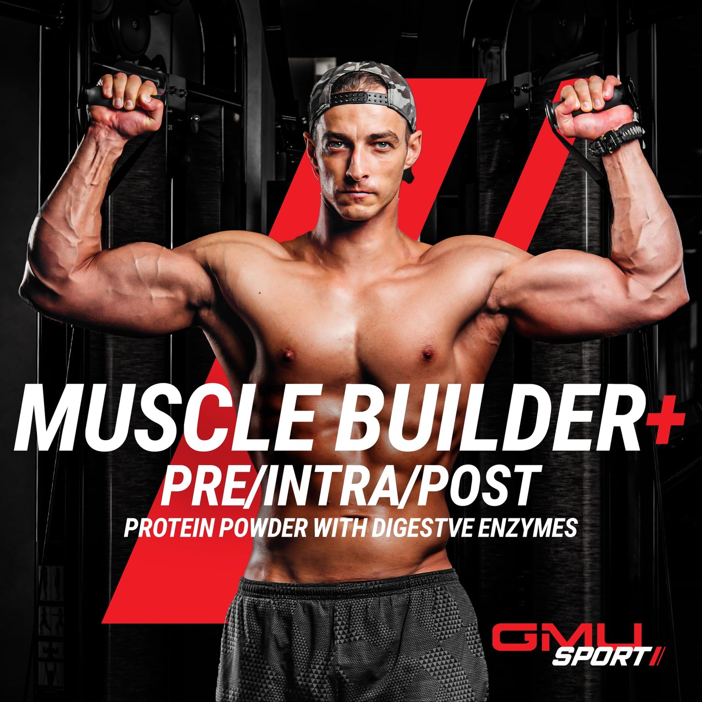 GMU SPORT Muscle Builder+ Protein Powder, 20 Servings