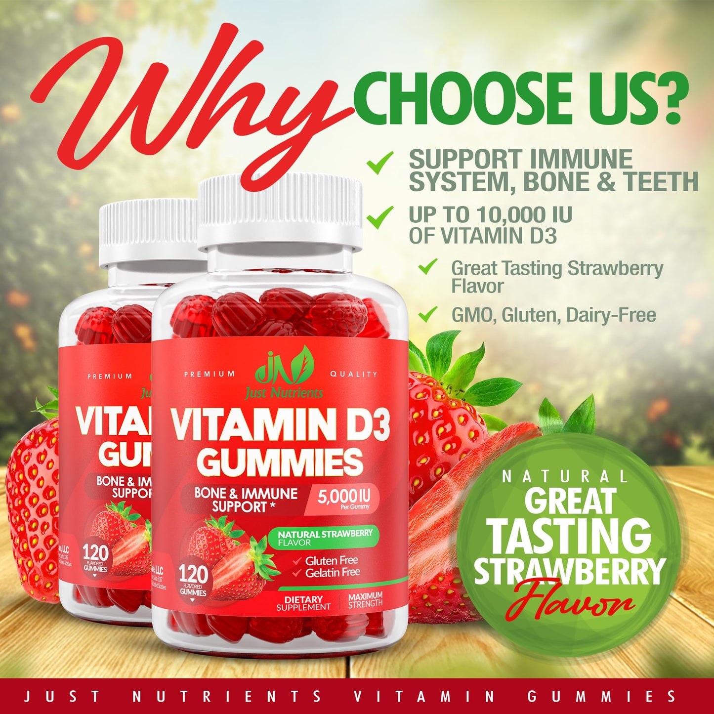 Just Nutrients Vitamin D3 5000/10000 IU Gummies 120