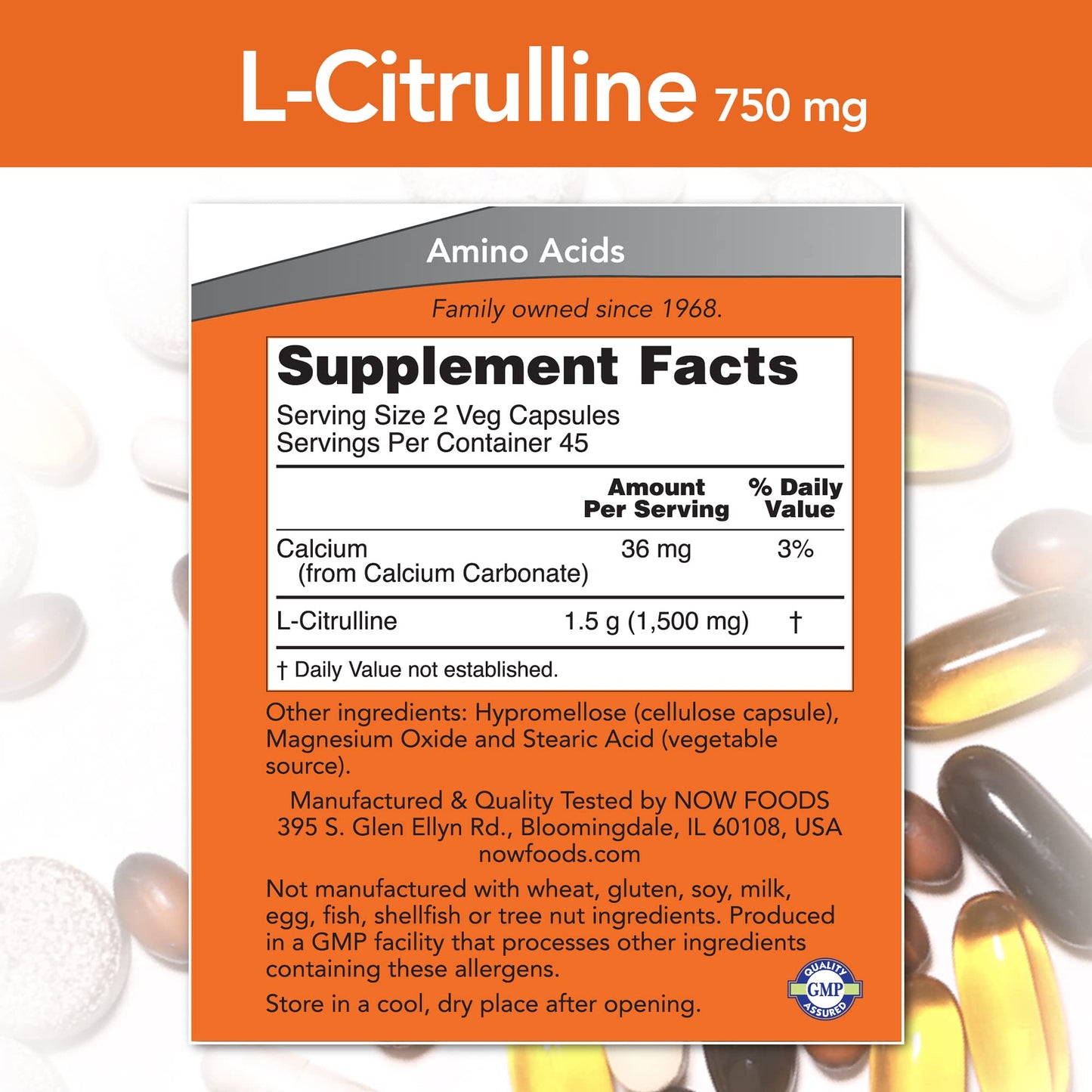 NOW Foods Citrulline 750 mg Capsules, 90 Count