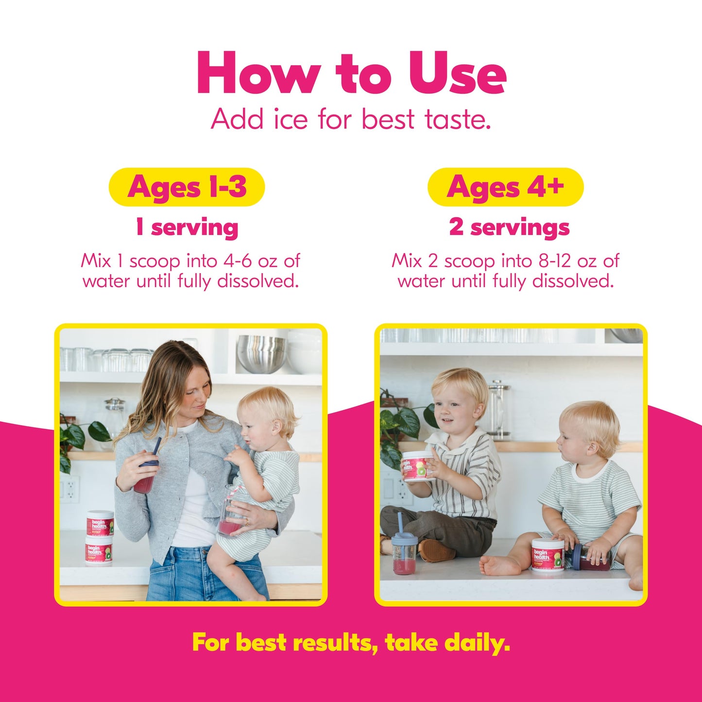 Begin Health Daily Growing Up Magnesium Drink for Kids Powder 56 Servings