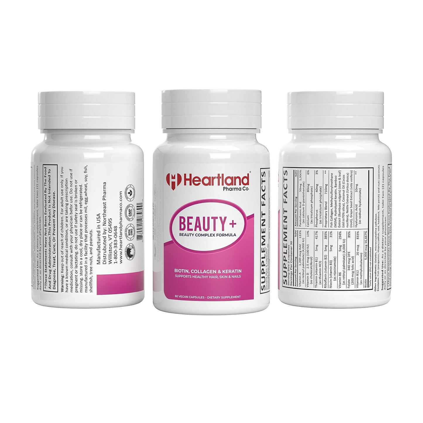 Heartland Pharma Beauty+ Complex Formula Capsules 60 Count