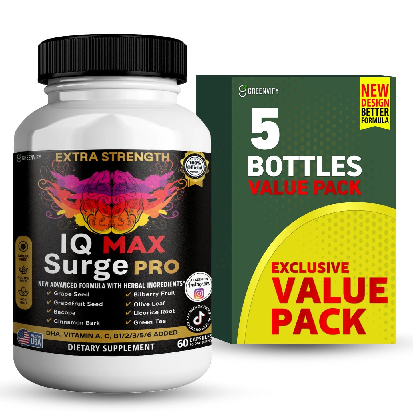 GREENVIFY IQ Max Surge Pro Brain Supplement Capsule 60 Capsules