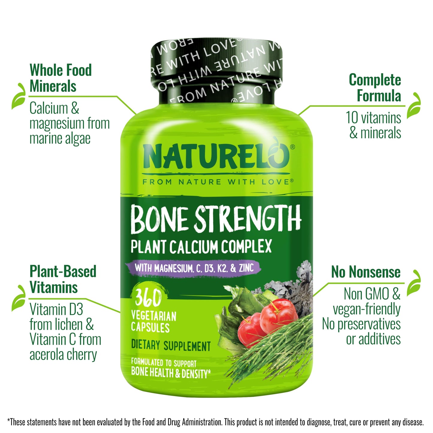 NATURELO Calcium Supplement Capsules 360 Count