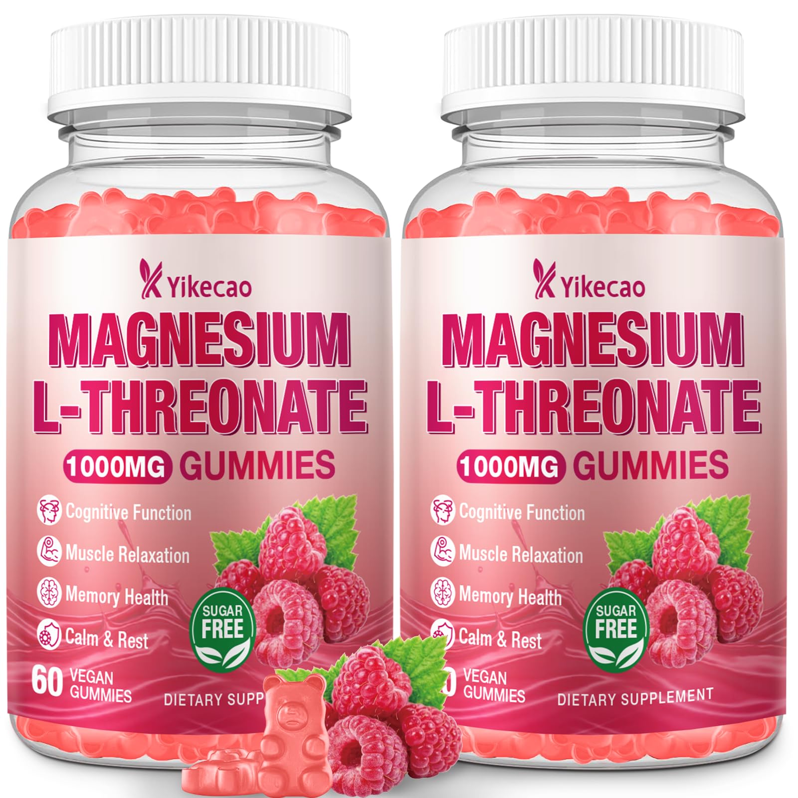 Yikecao Magnesium L-Threonate Gummies 1000mg, 60 Count
