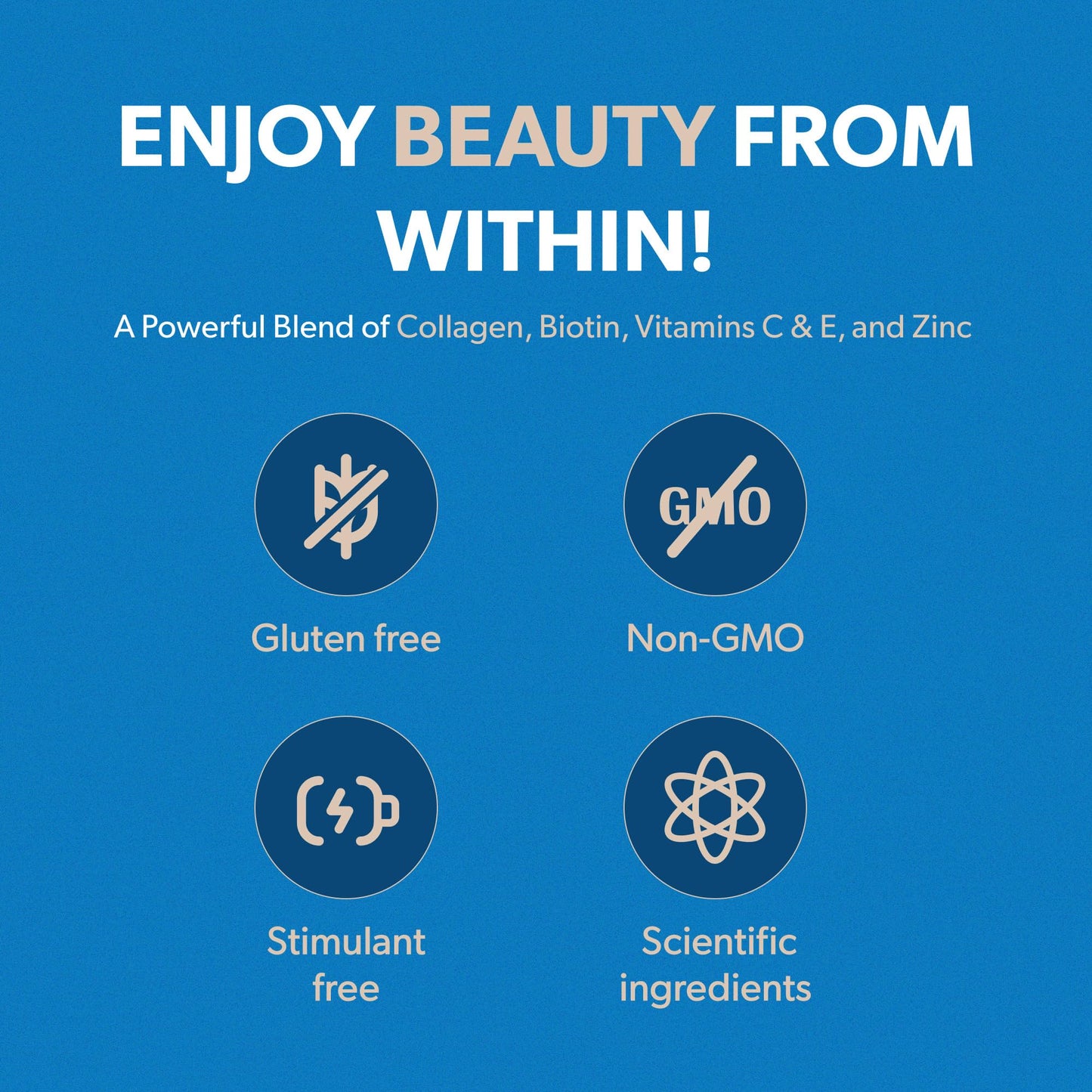 BIOMA Hair, Skin & Nails Beauty Gummies - Supports Growth & Strength with Biotin, Collagen, Zinc & Vitamins C & D - Gluten-Free, 60 Gummies