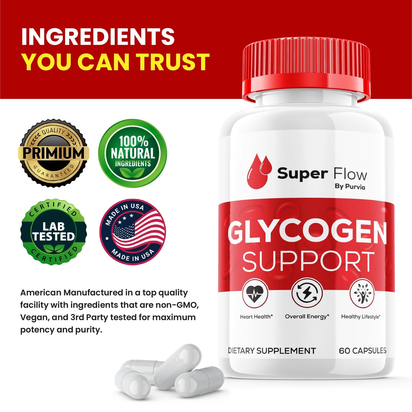 Purvia Super Flow Glycogen Optimizer Capsule, 120 Count