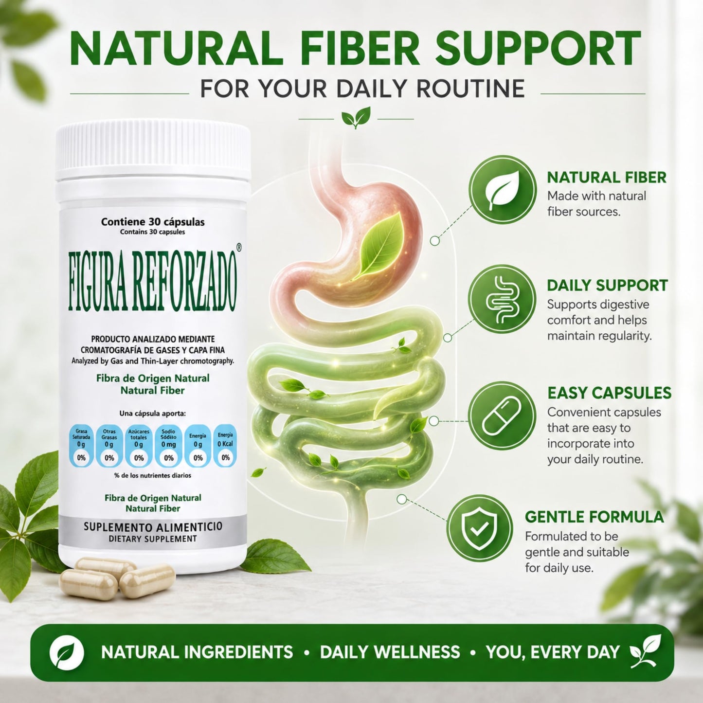 Tu Salud Plus Figura Reforzado Natural Fiber Capsules 30 Count