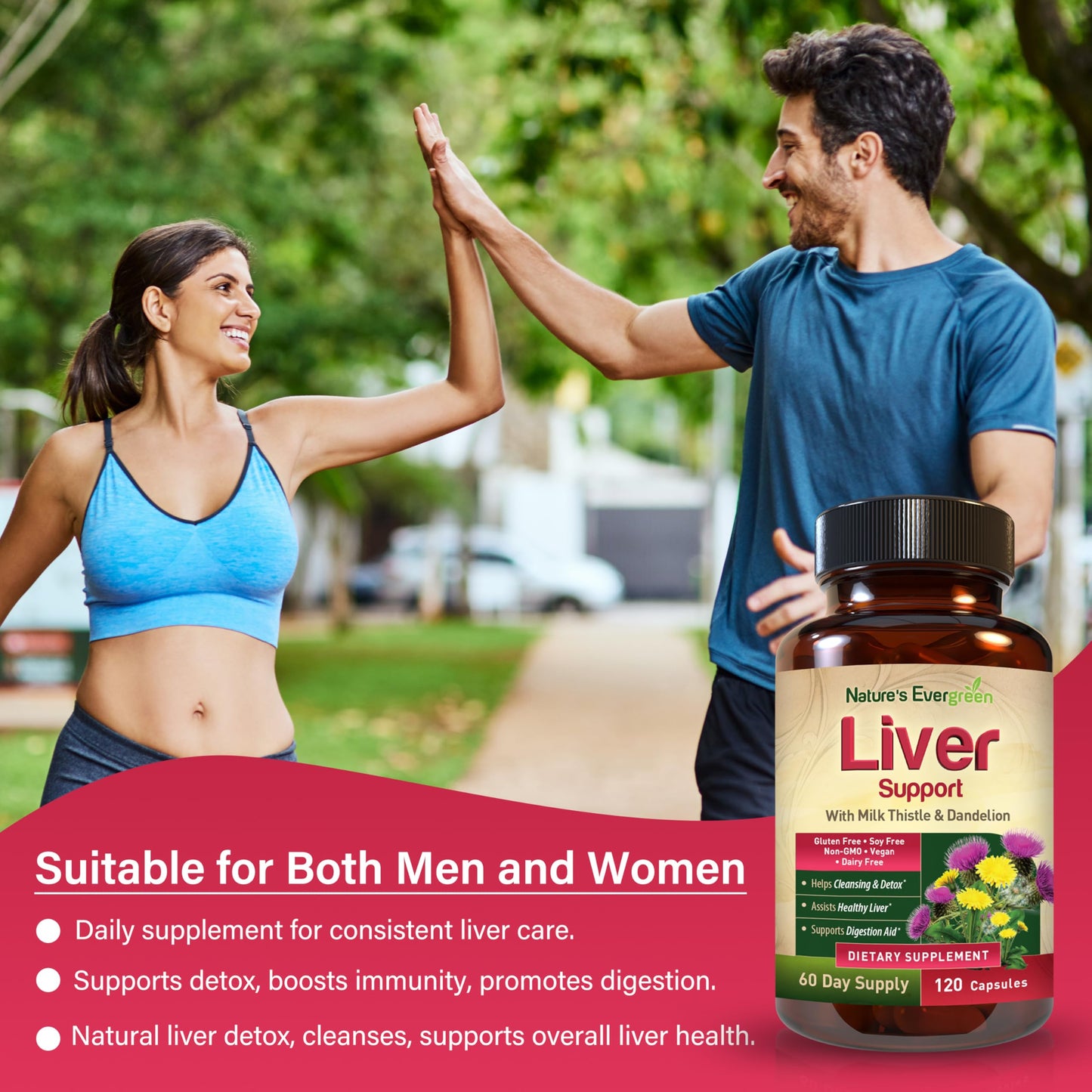 Nature's Evergreen Liver Cleanse Detox & Repair Herbal Liver Support Capsules, 120 Capsules