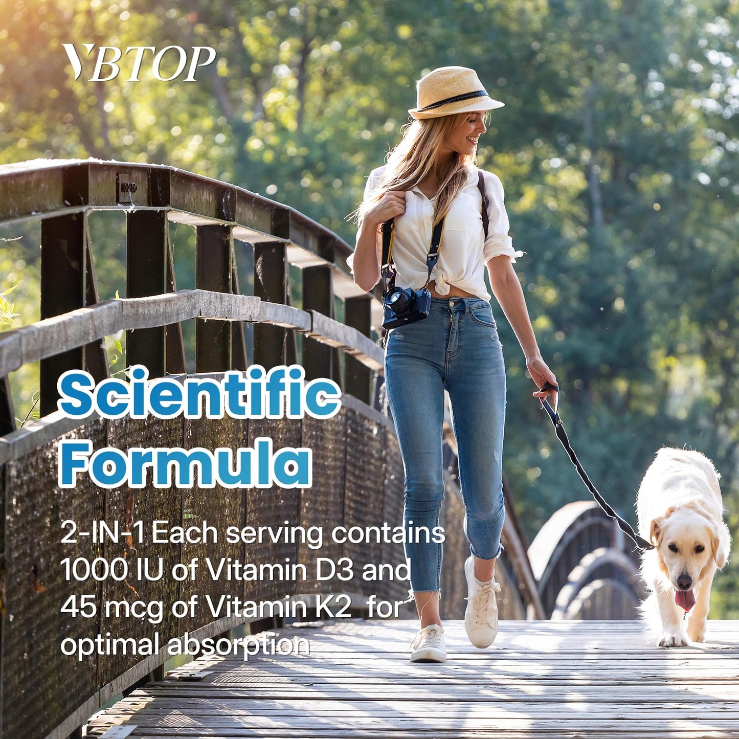 VBTOP Calcium Supplement 800mg with Vitamin D3 1000 IU & K2 45mcg Softgels, 180 Count