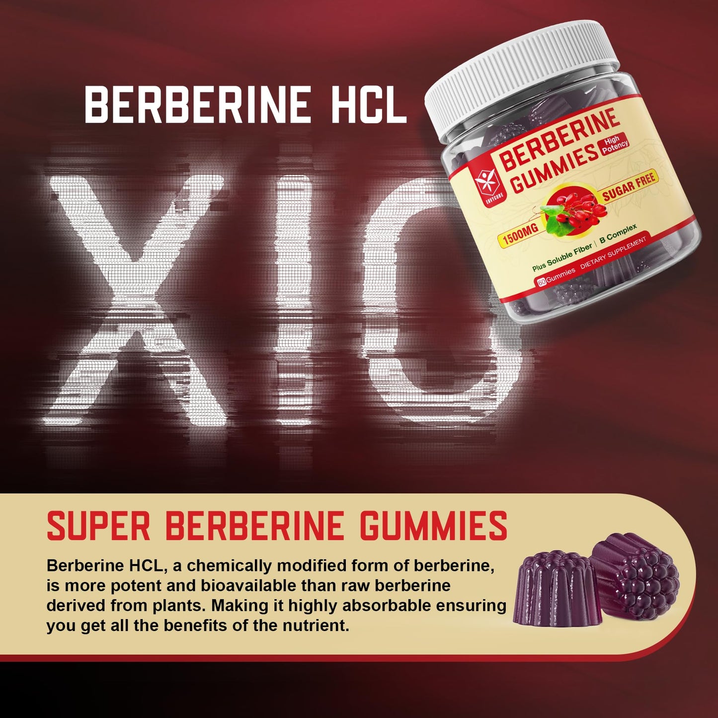 EnvyCure Sugar Free Berberine Gummies, 60 Count