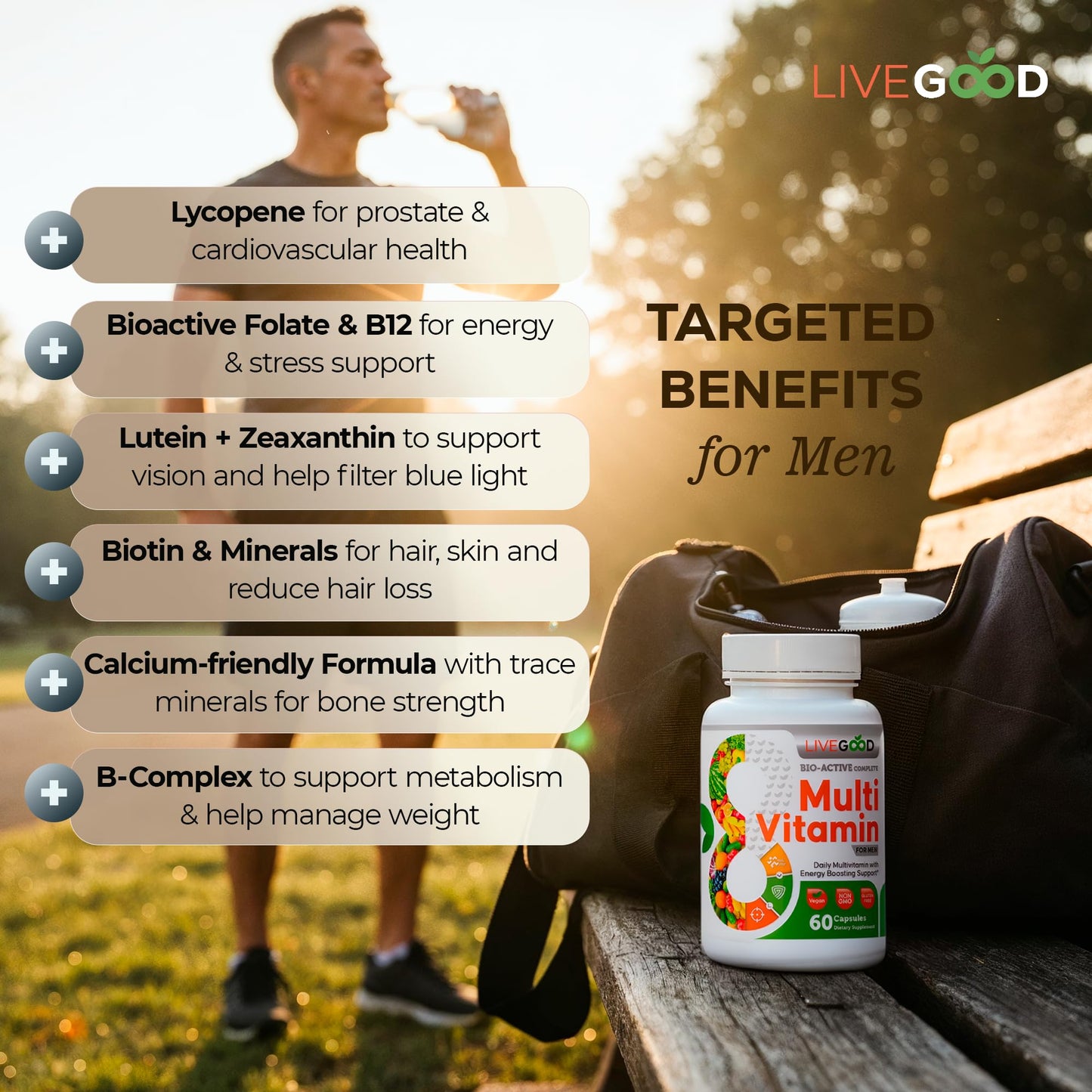LIVEGOOD Bio-Active Complete Multivitamin for Men 60 Capsules