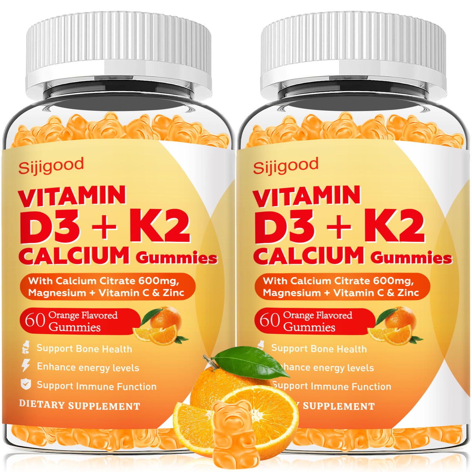 Sijigood 6-in-1 Vitamin D3 K2 Gummies 120 Count