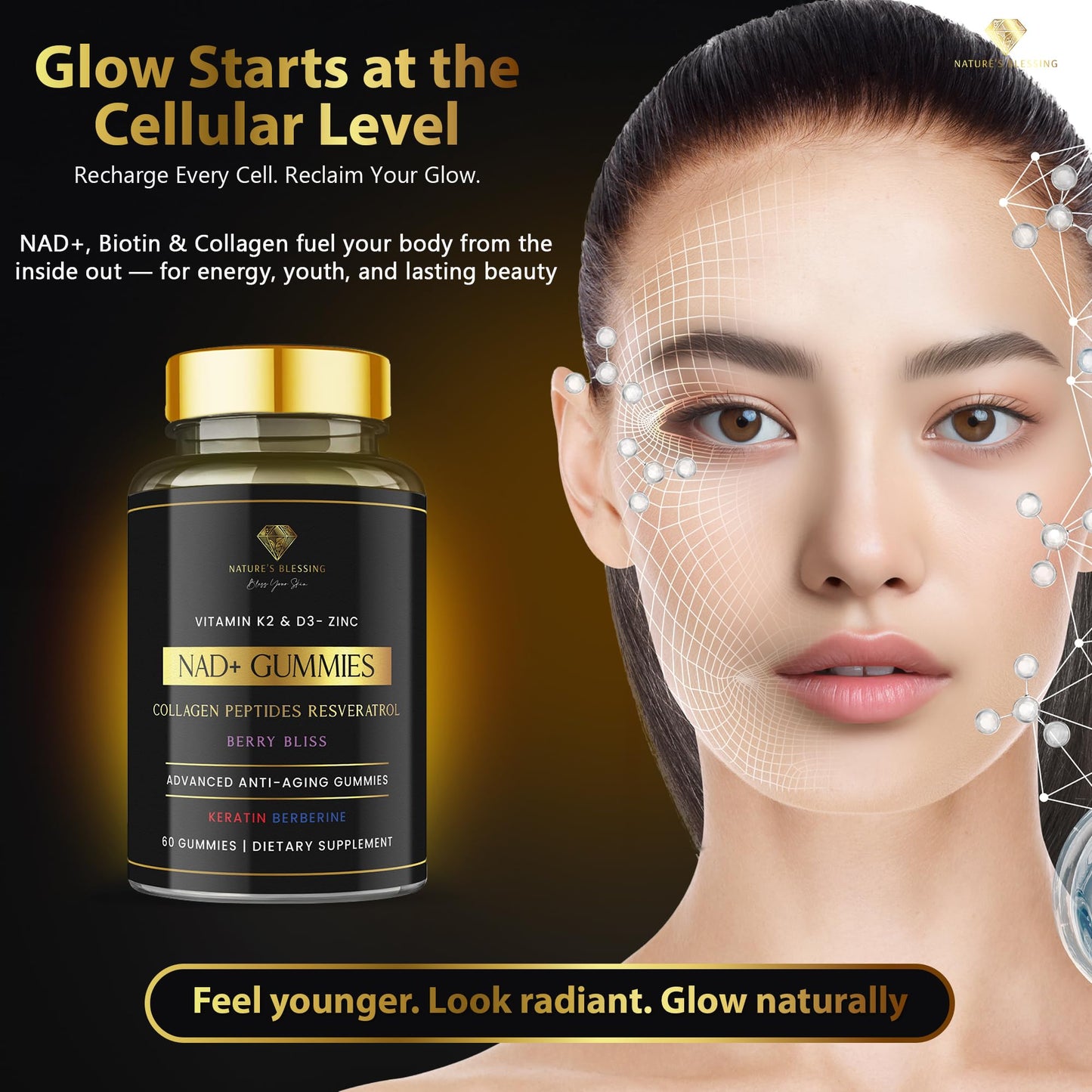 Nature's Blessing NAD+ Anti-Aging Gummies 1 Count