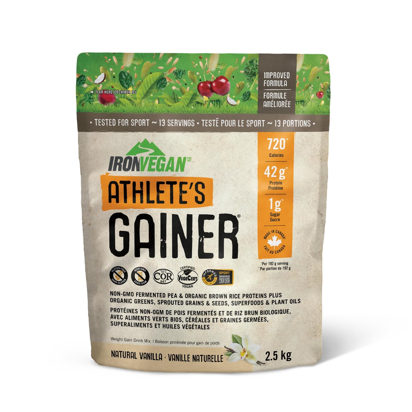 IRONVEGAN Gainer Vanilla Protein Powder, 2500 g