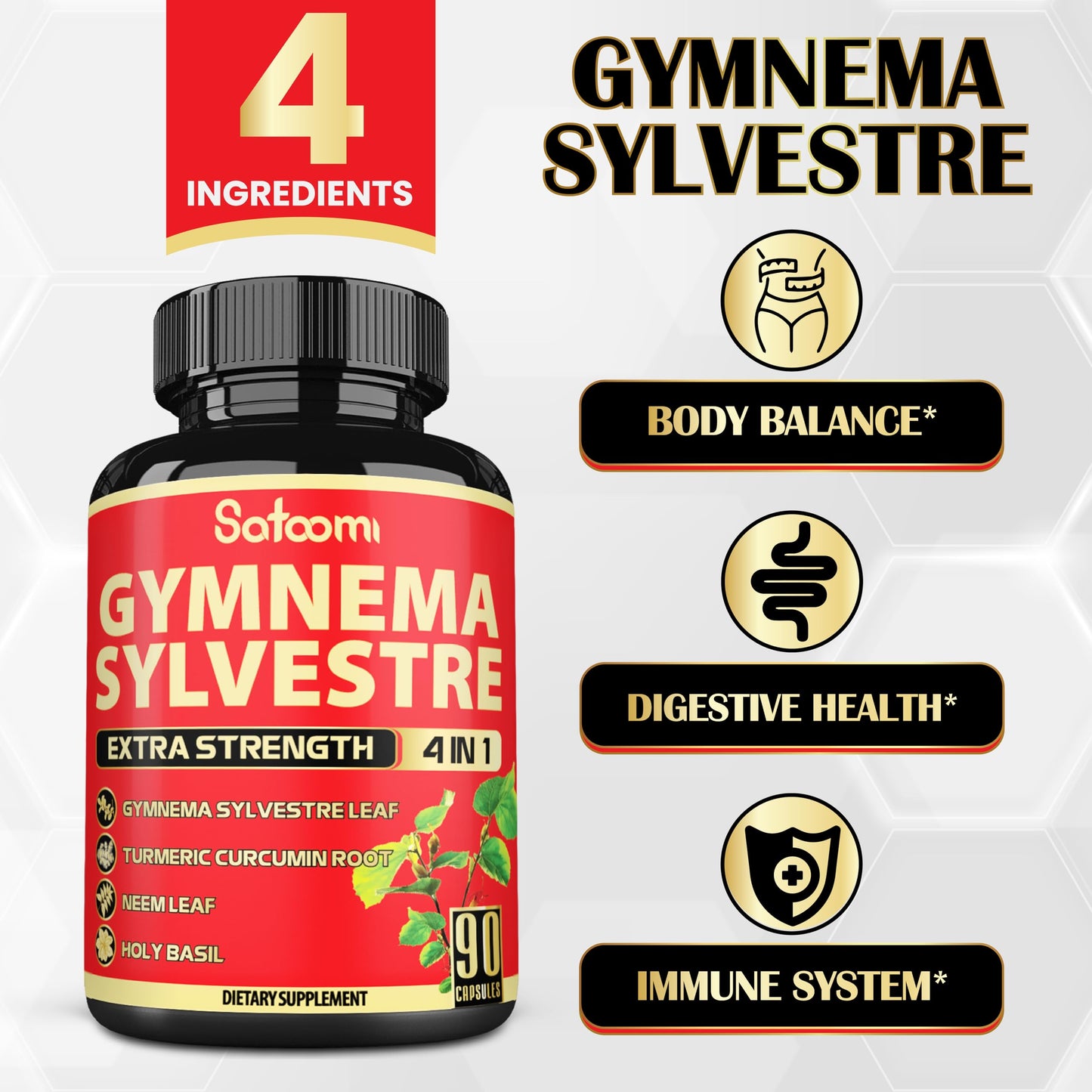 Satoomi Gymnema Sylvestre Capsules Extract, 90 Capsules
