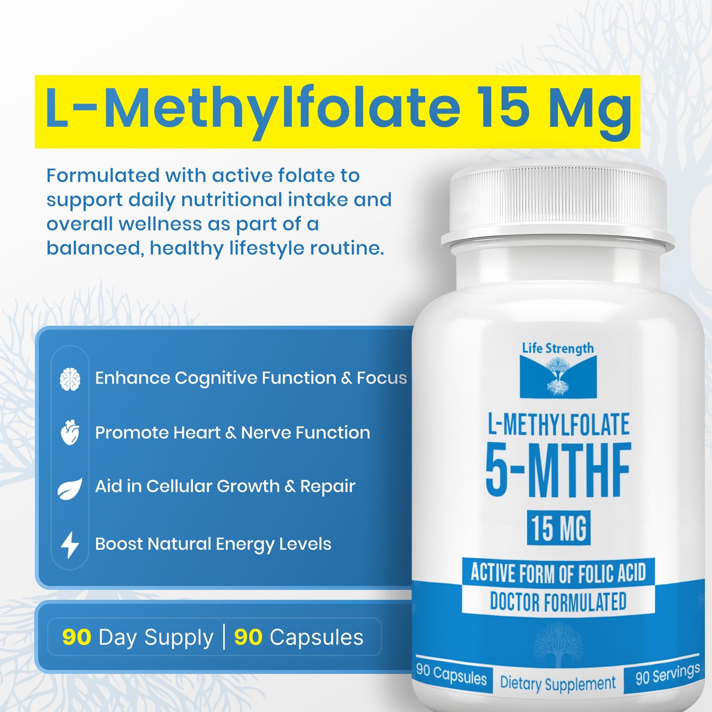 LifeStrength L-Methylfolate 15 mg Capsule 90 Count