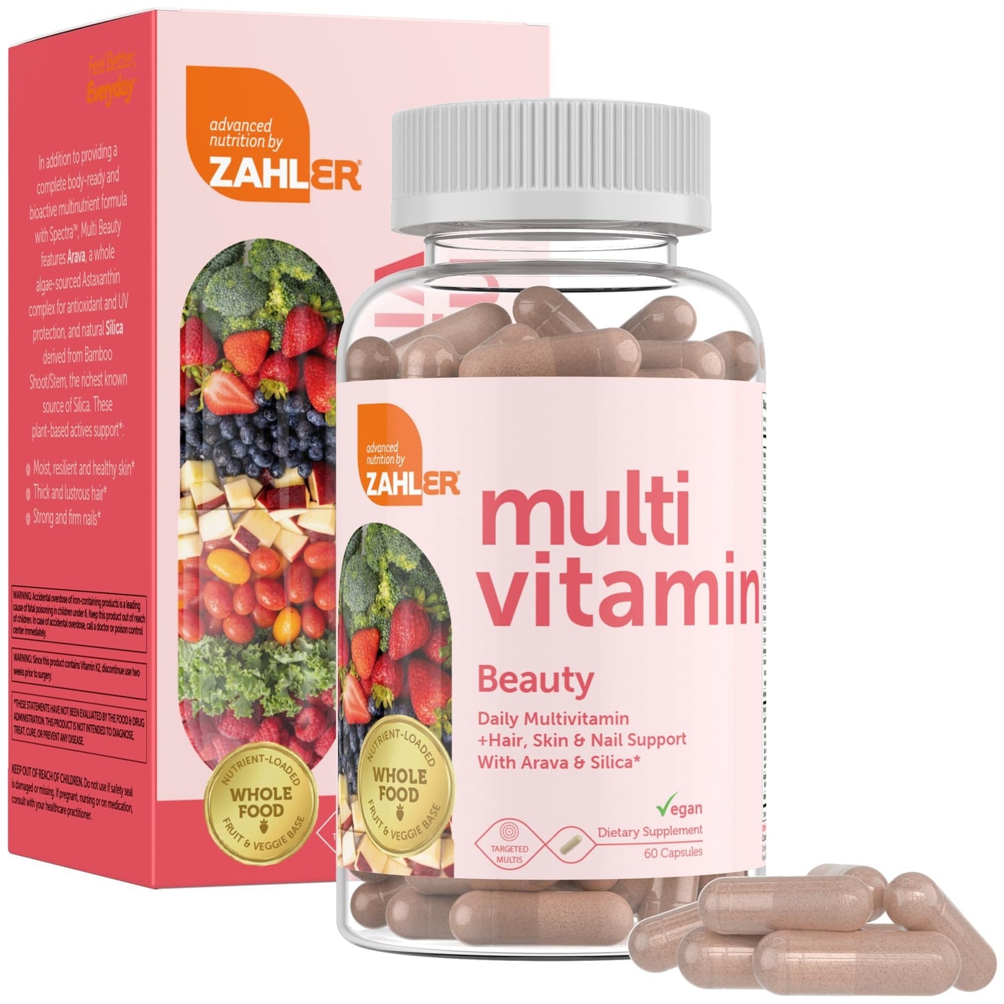 Zahler Multivitamin Beauty + Skin Hair and Nails Support Capsules, 60 Count