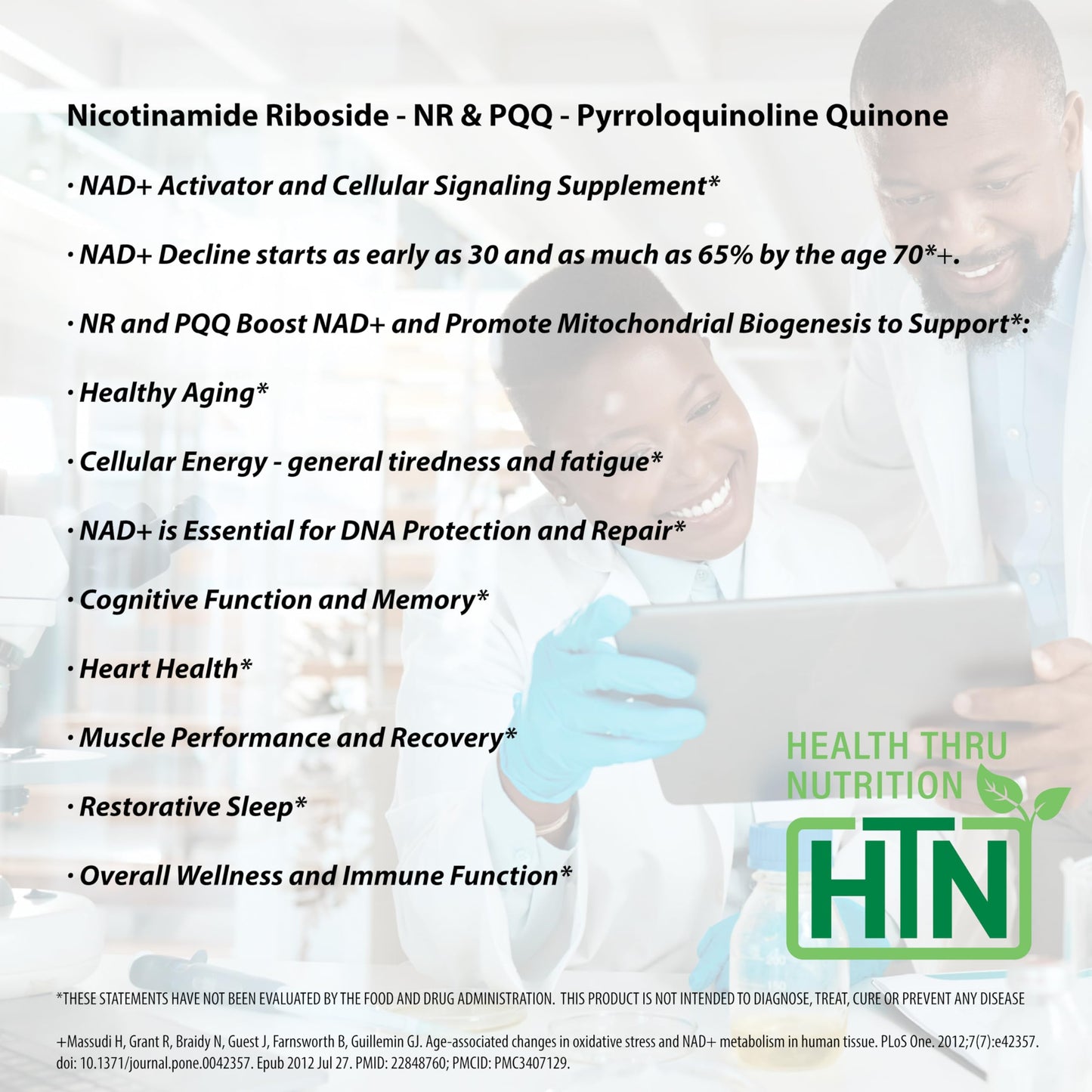 Health Thru Nutrition NAD+ Activator NR with PQQ Capsules, 60 Capsules