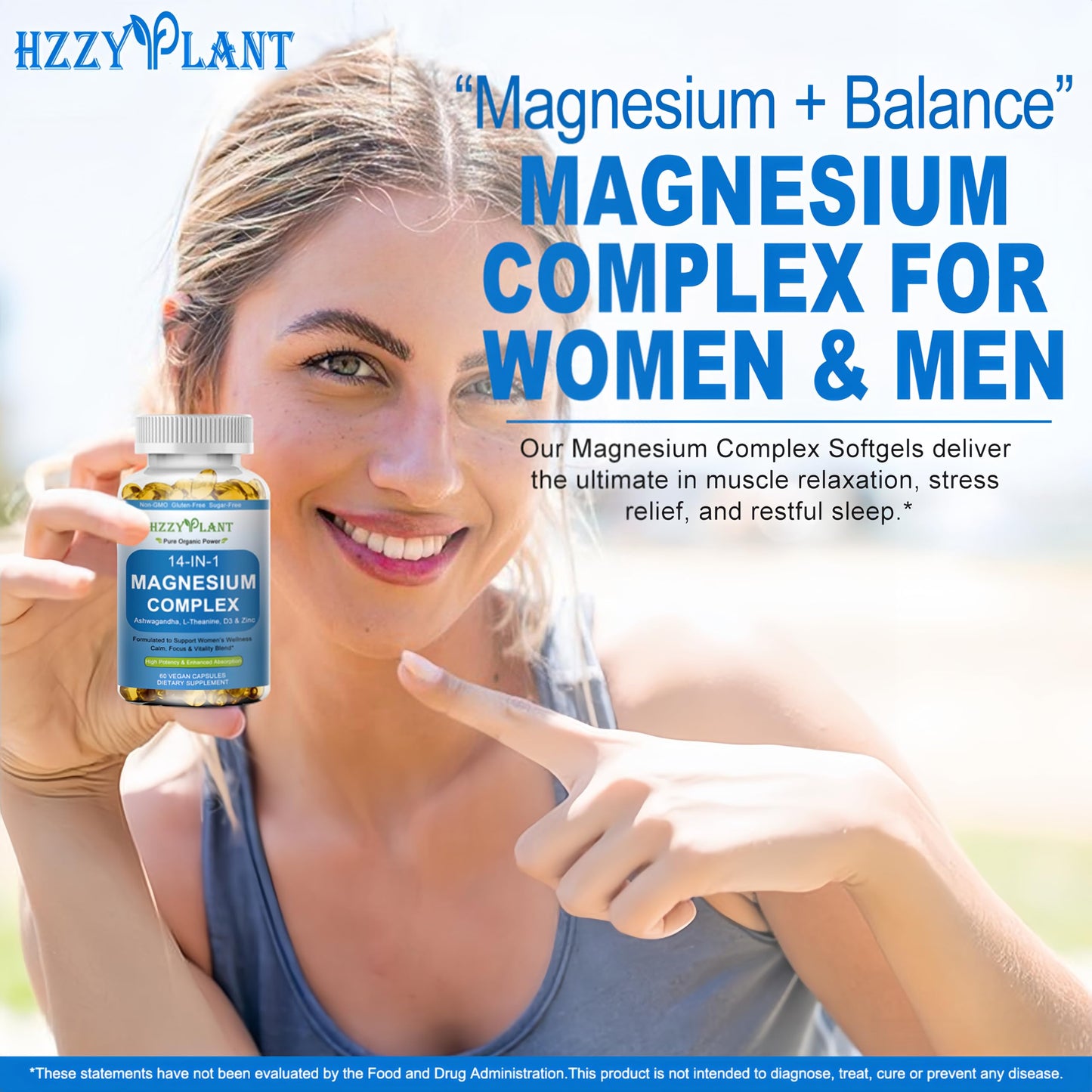 HZZYPLANT Magnesium Complex Softgels, 60 Softgels