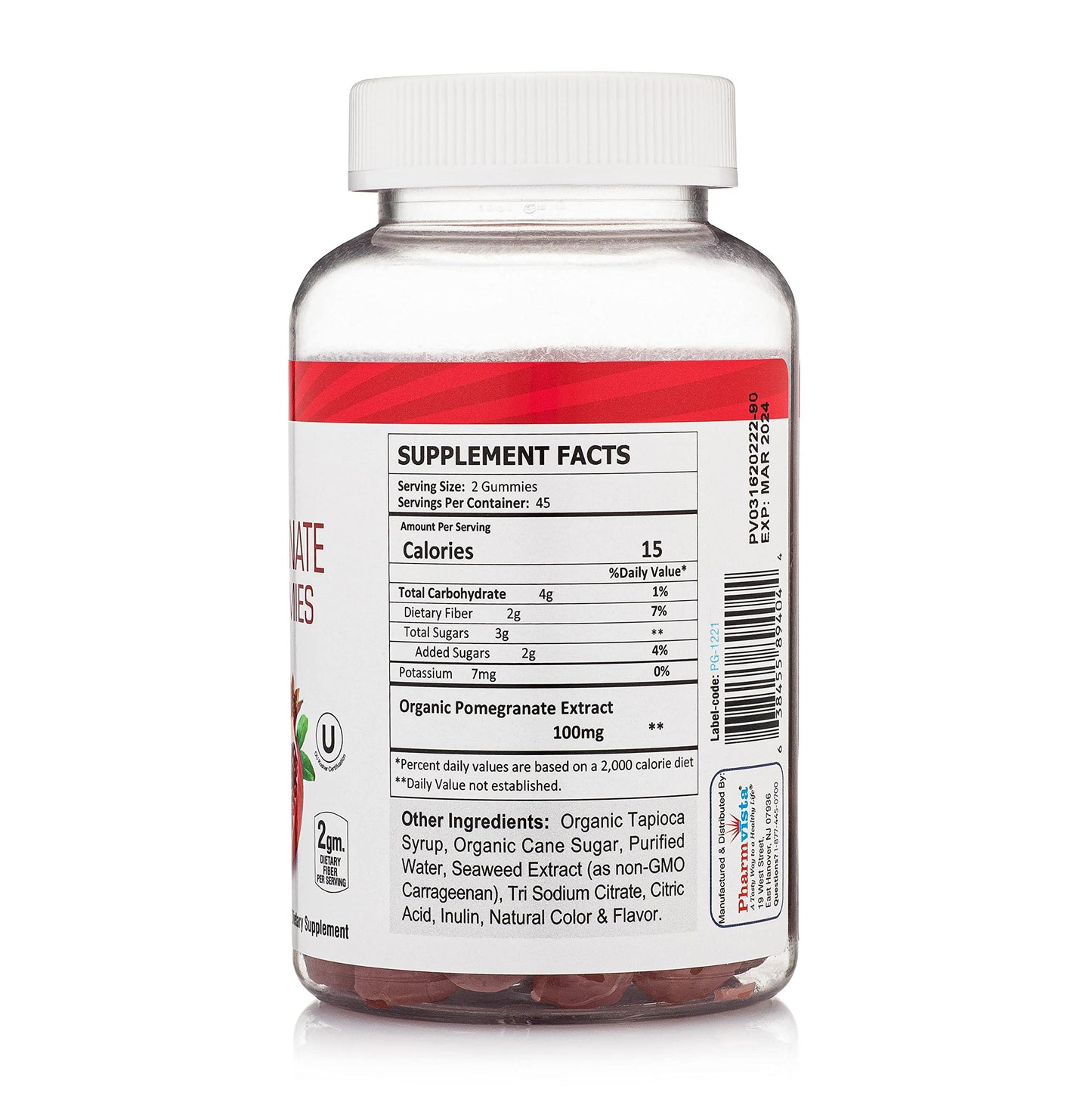 Pharmvista Pomegranate Fiber for Adults & Kids, 90 Gummies