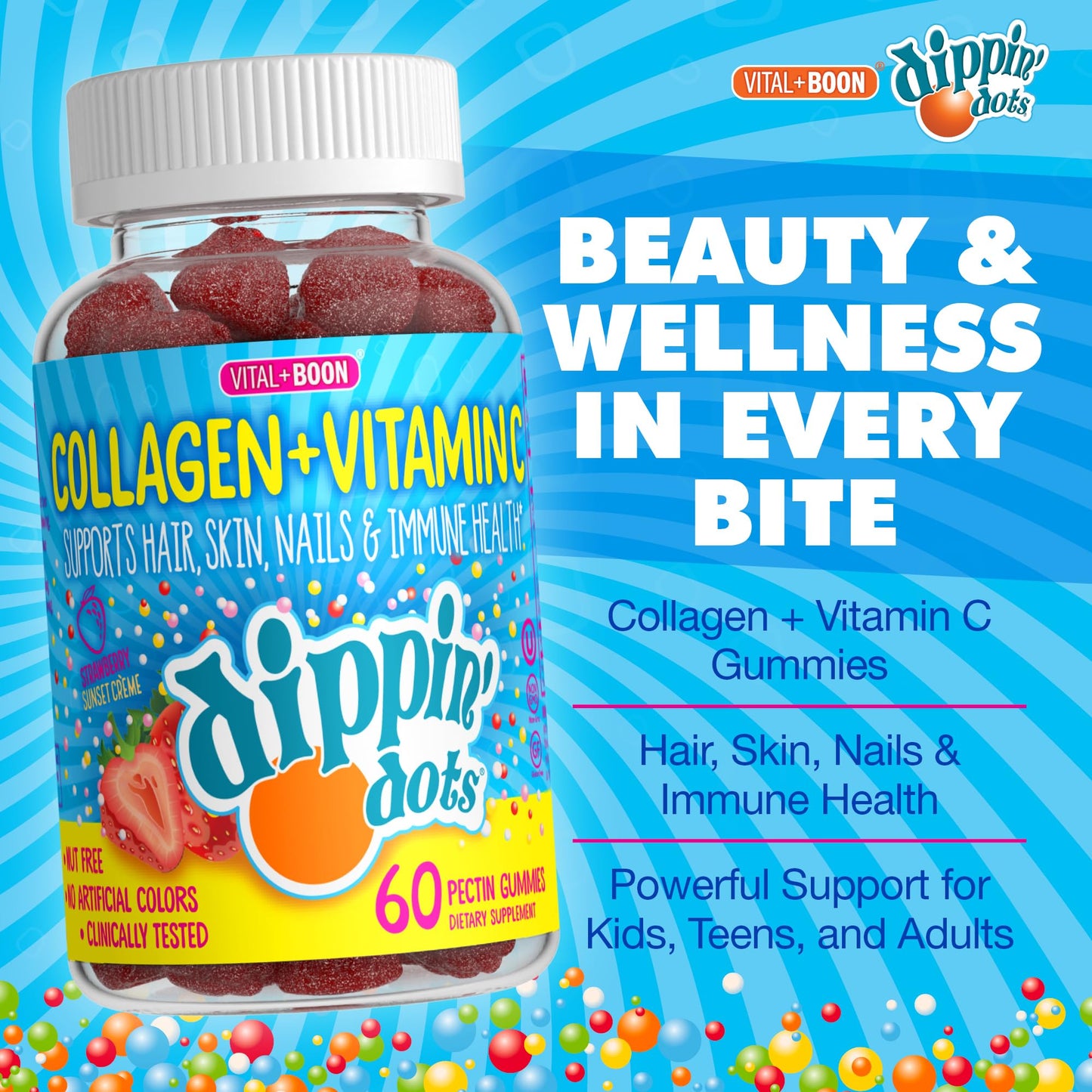 Vital+Boon Dippin' Dots Collagen + Vitamin C Gummies 60 Count