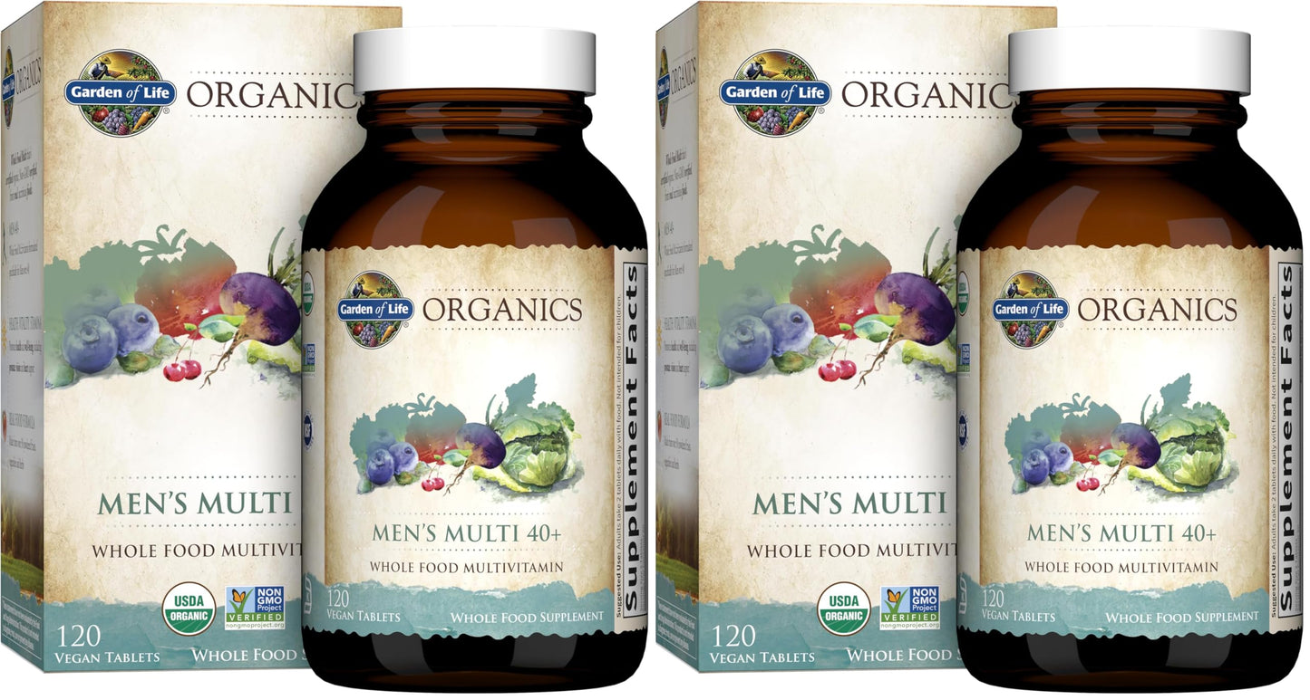 Garden of Life Organics Whole Food Multivitamin - Men 40+ Tablets, 240 Count