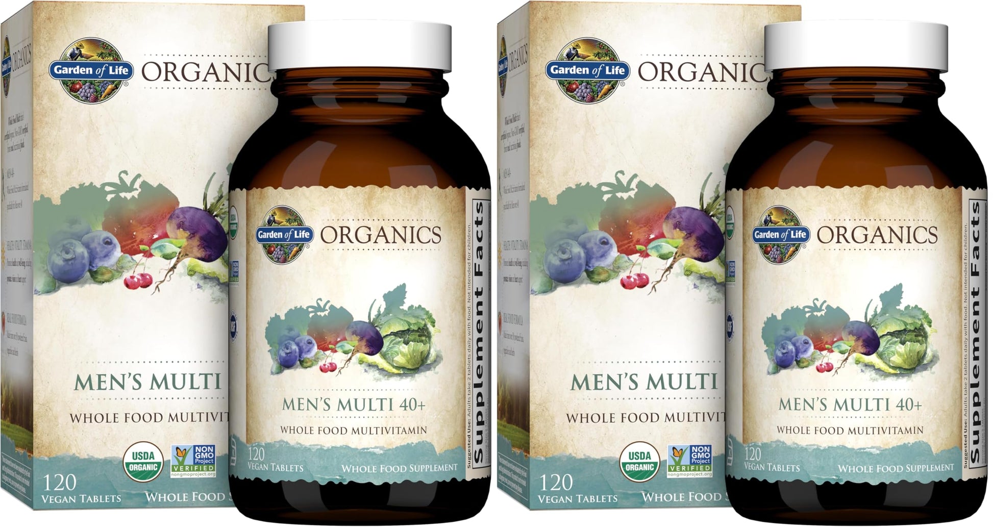 Garden of Life Organics Whole Food Multivitamin - Men 40+ Tablets, 240 Count