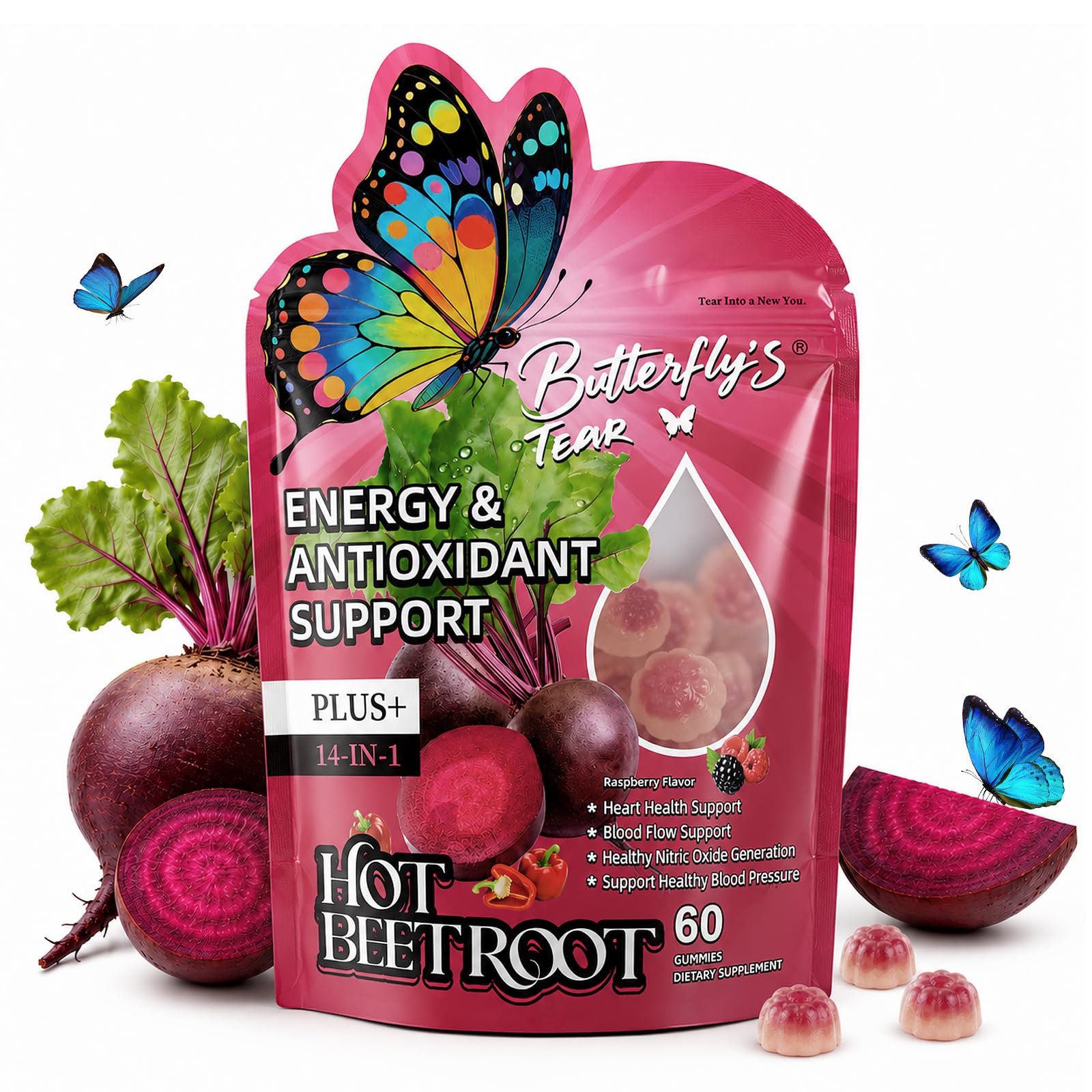 BUTTERFLY'S TEAR Beet Root Gummies 60 Count