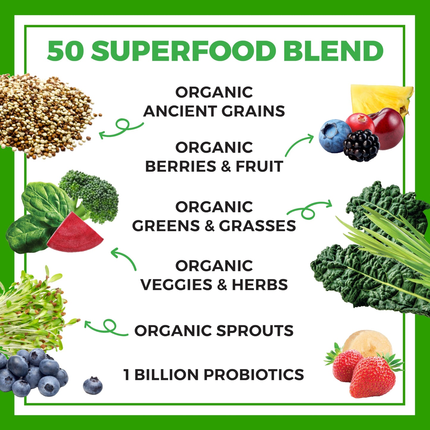 Orgain Organic Greens Powder 50 Superfoods + Probiotics, 9.9 Ounce