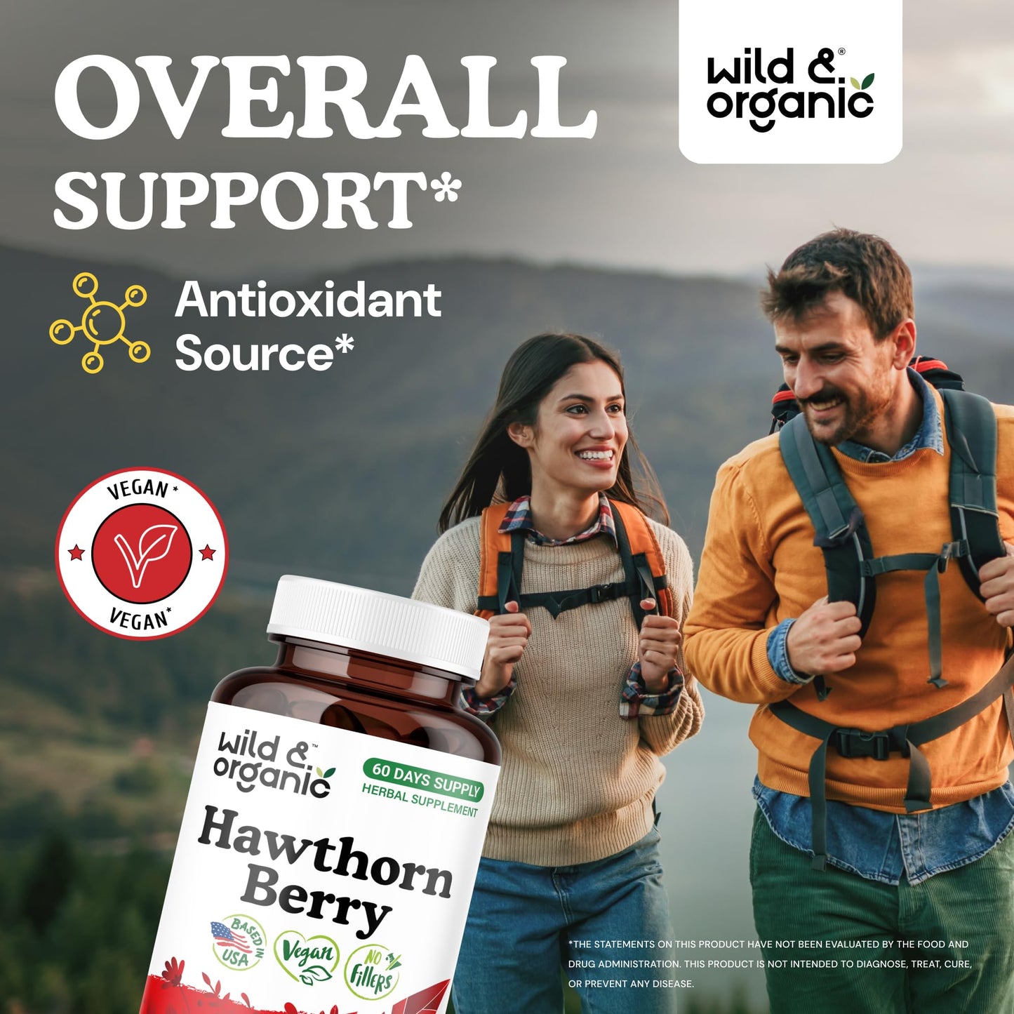 Wild & Organic Hawthorn Berry Capsules 1200 mg, 120 Count