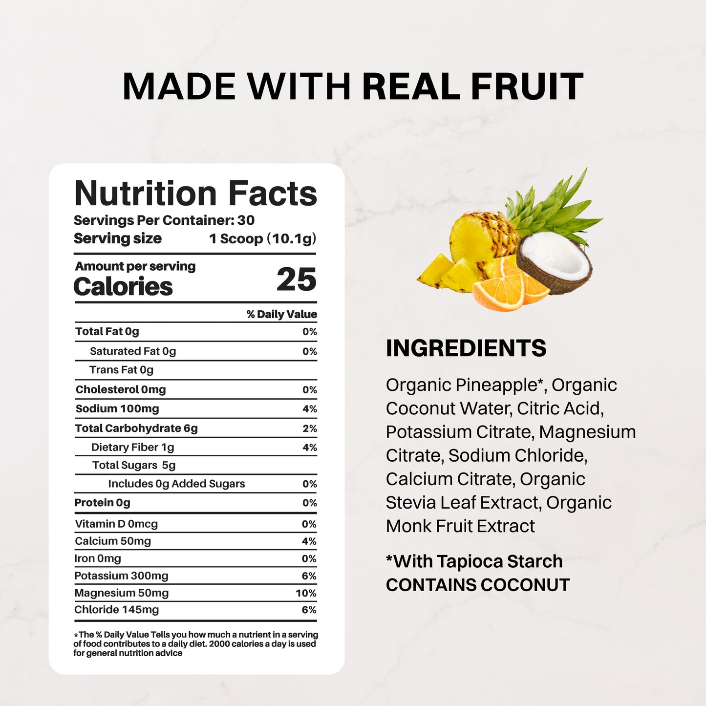 JUST INGREDIENTS Tropical Paradise Electrolytes Powder 30 Servings