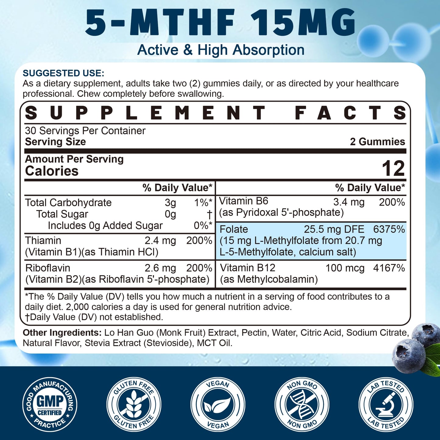 Nextdia GABA 500 mg + L-MethylFolate 15 mg Gummies, 240 Gummies