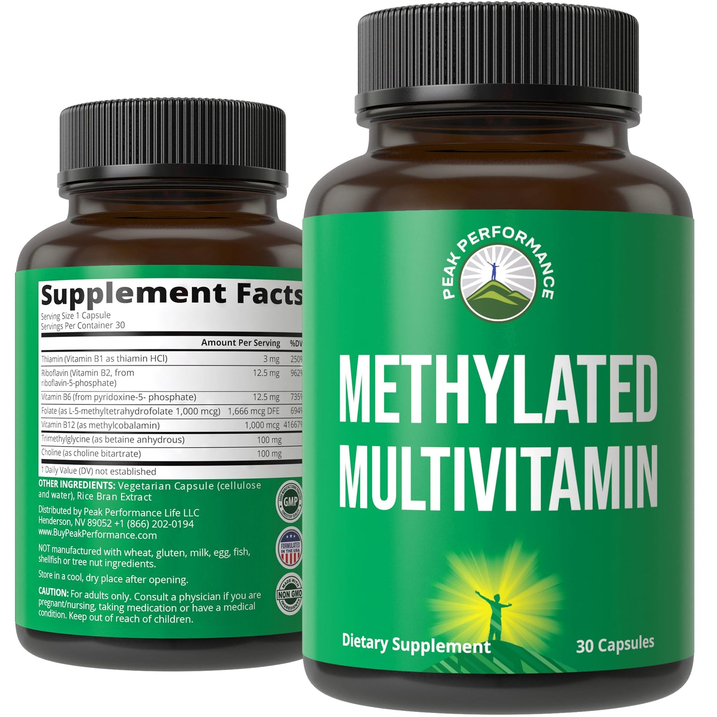 Peak Performance Methylated Multivitamin B Complex Capsules 30 Count