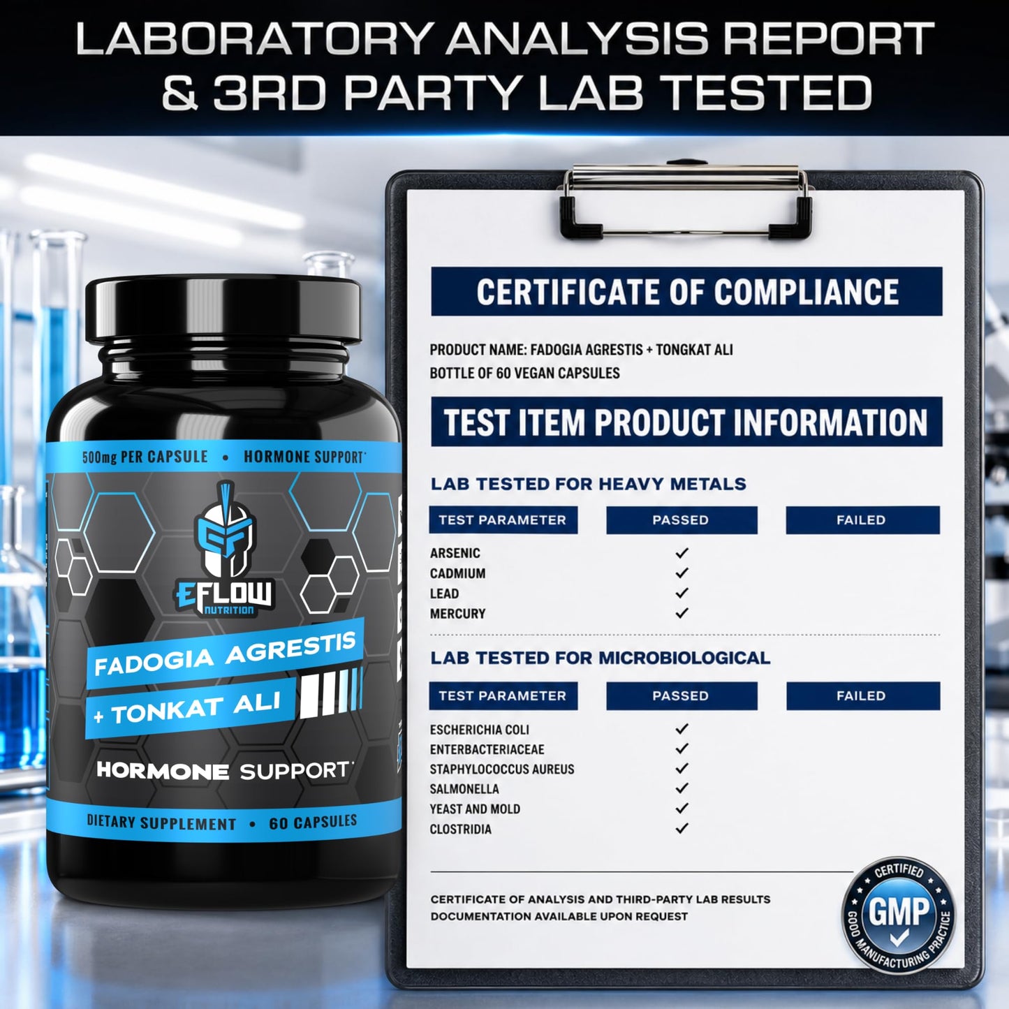 eFlow Nutrition Fadogia Agrestis + Tongkat Ali Capsule, 60 Count
