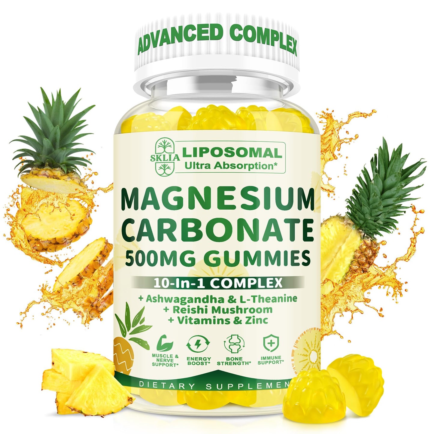 SKLIA Liposomal Magnesium Carbonate Gummies 500 mg, 60 Count