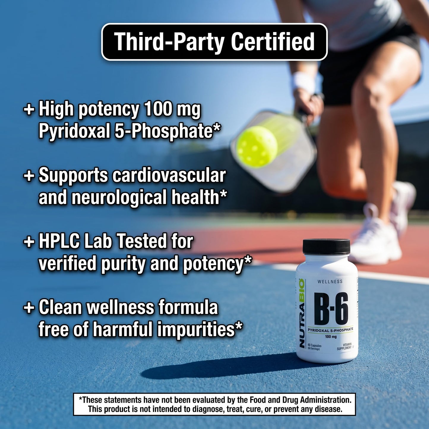 NutraBio Vitamin B6 P5P (Pyridoxal 5-Phosphate) Capsules, 60 Count