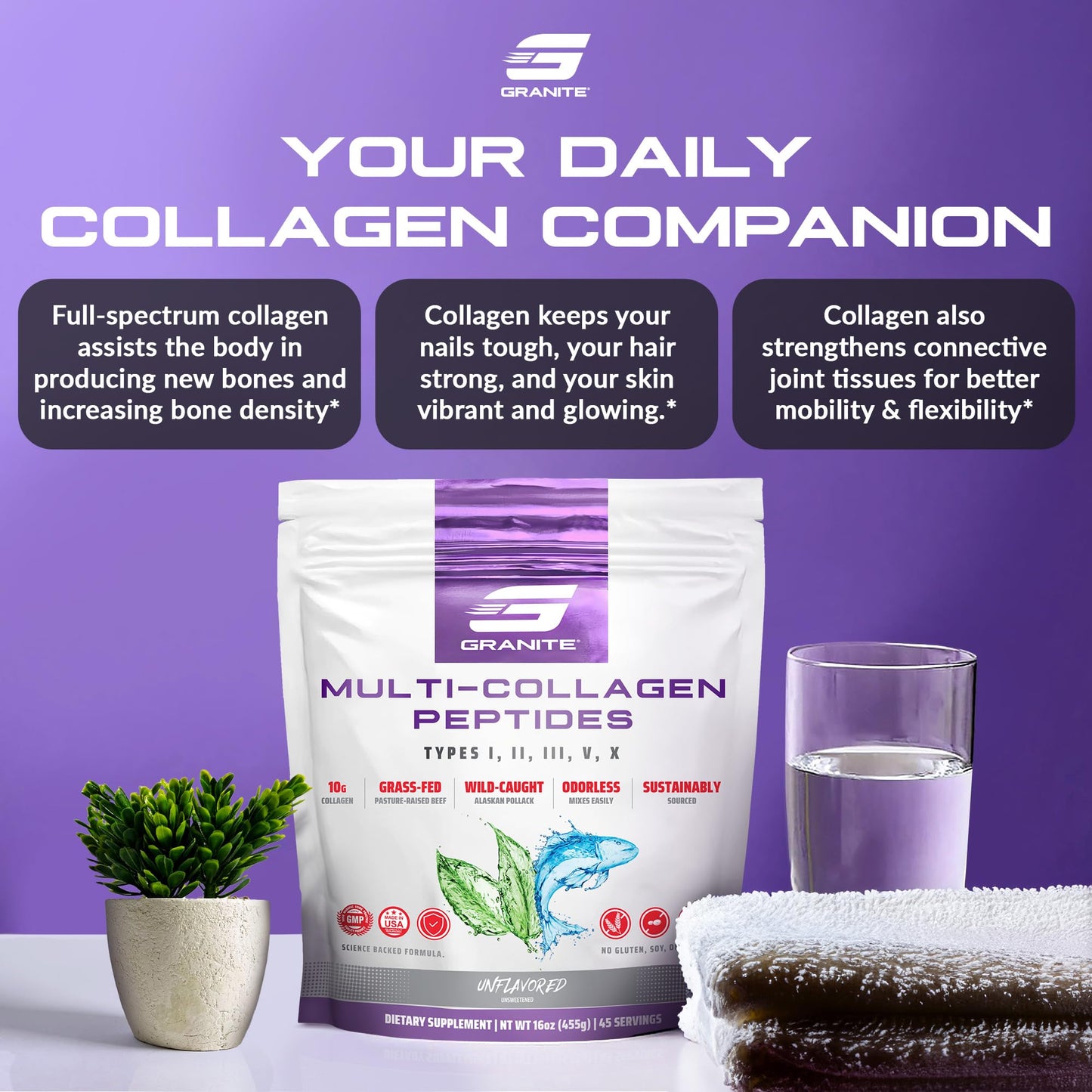 Granite Supplements Collagen Peptides Powder 16 oz