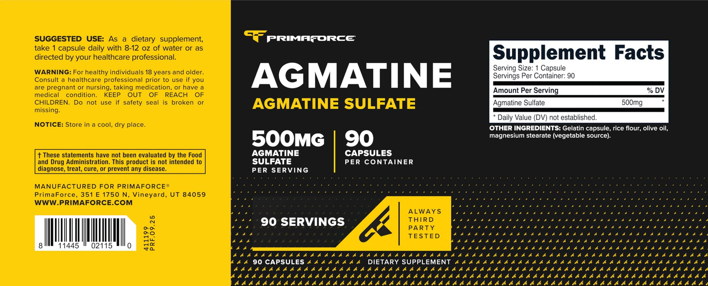 Primaforce Agmatine Sulfate (500mg) 90 Capsules
