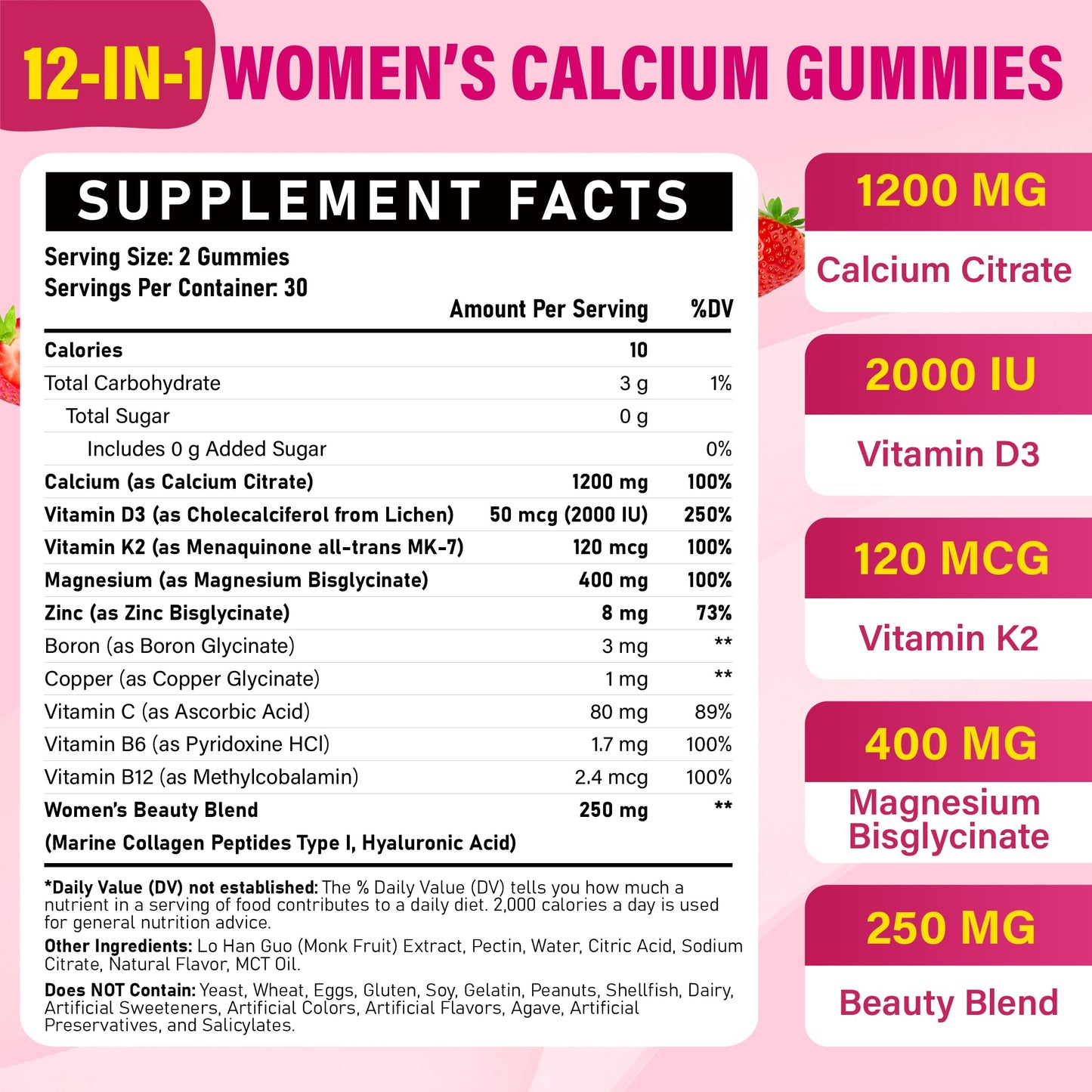 Fissuraty Calcium Citrate Gummies 1200mg 60 Count